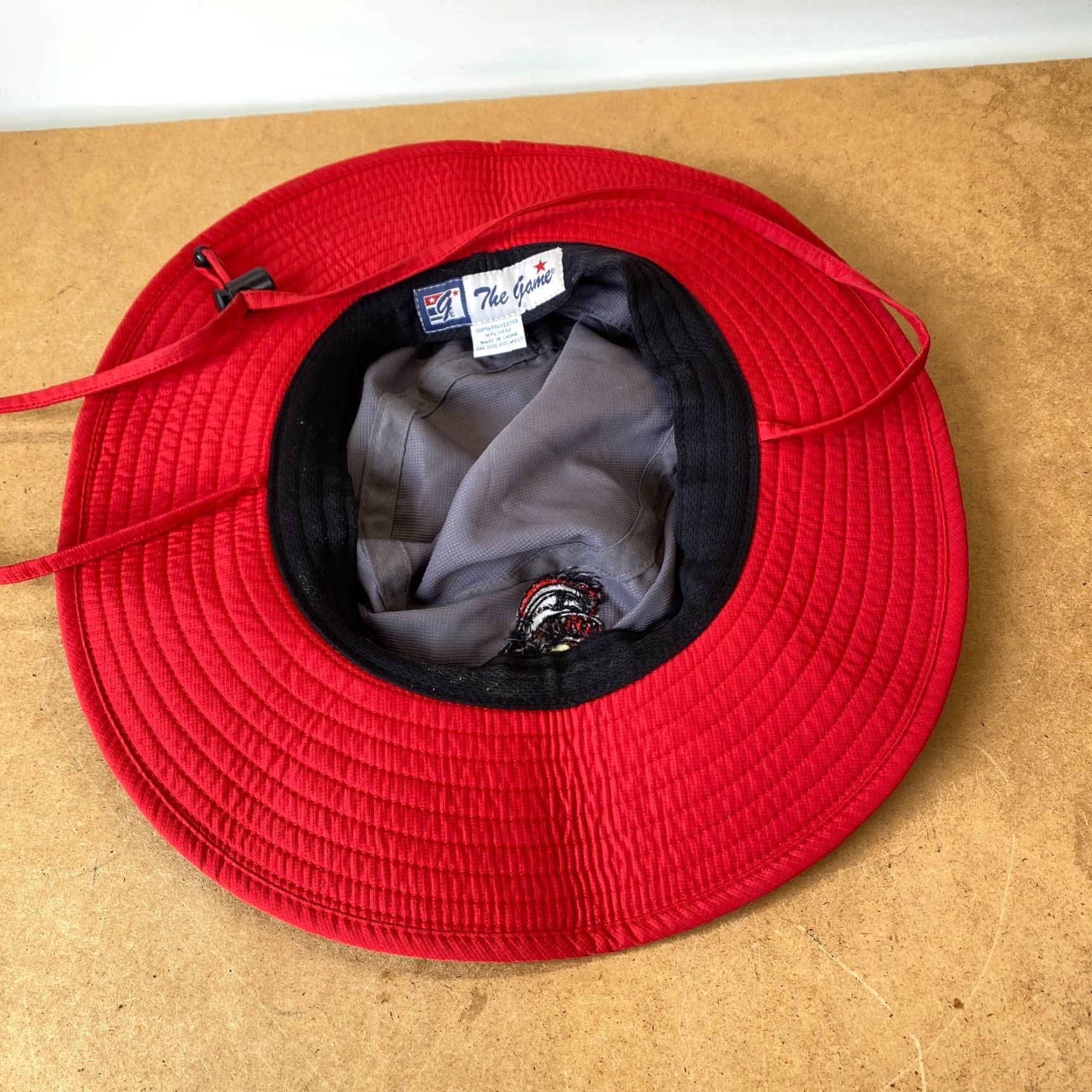 Vintage VINTAGE Lincoln High School Trojans Sun Hat Boonie Gray Red Volleyball Mascot Stockton Size ONE SIZE - 7 Thumbnail