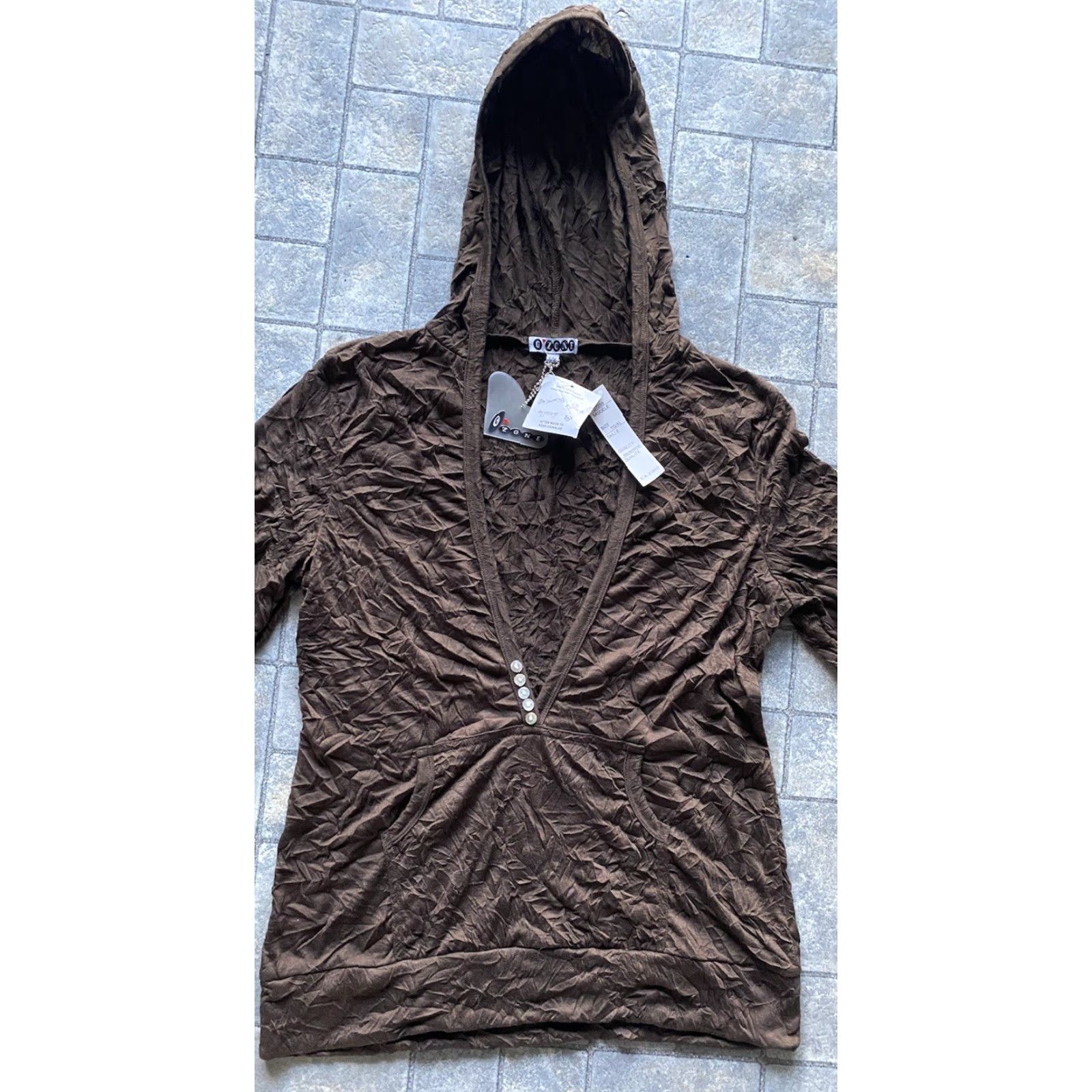 Vintage NWT Ozone Women’s Hoodie Crinkled Brown XL Regular Size- XL Hoodie Women’s Activewear Brown NWT Size XL / US 12-14 / IT 48-50 - 4 Thumbnail