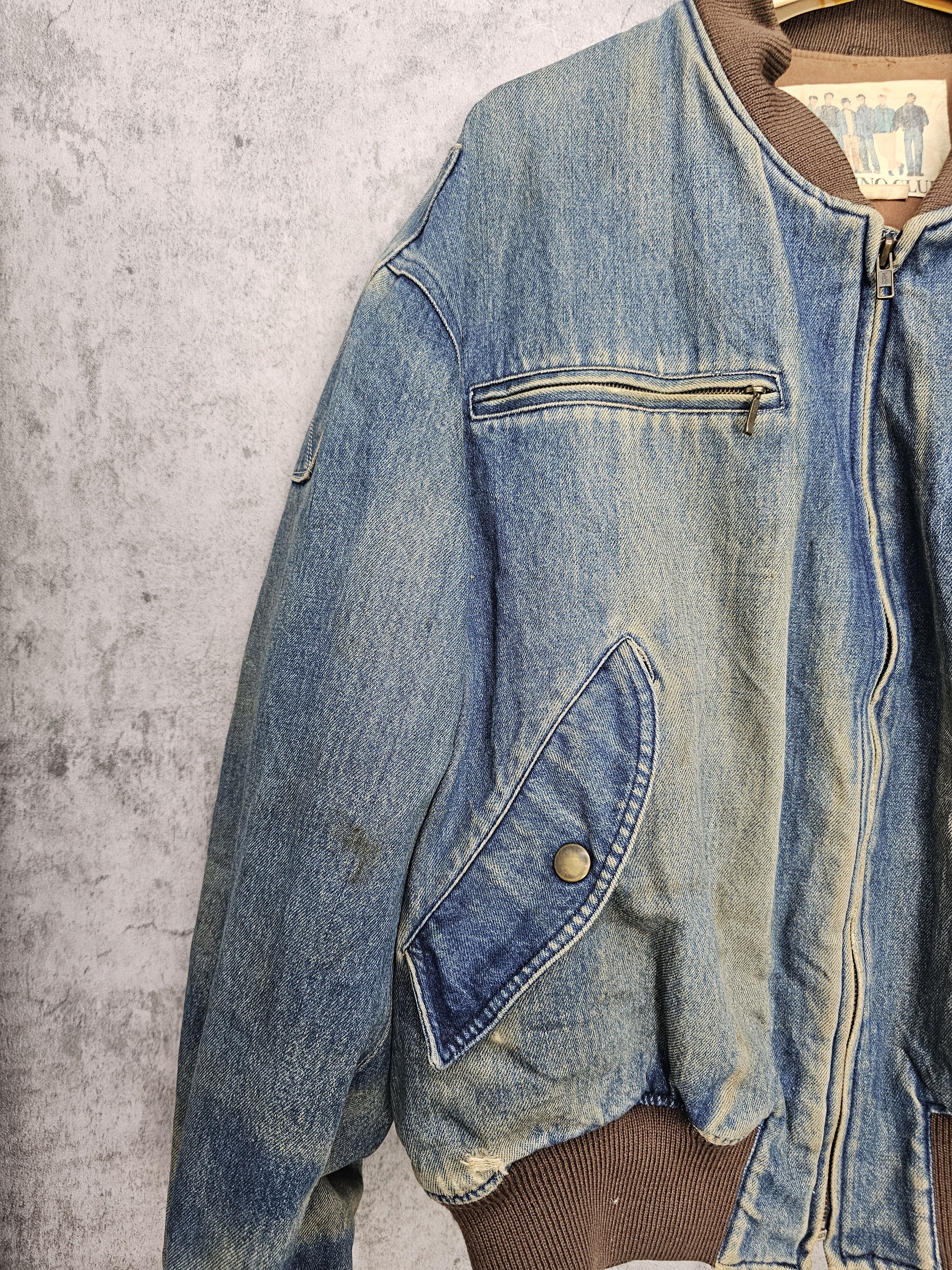 Japanese Brand Vintage PACCINO CLUB Ripped Faded Denim Bomber Jacket J0084 Size US XL / EU 56 / 4 - 9 Thumbnail