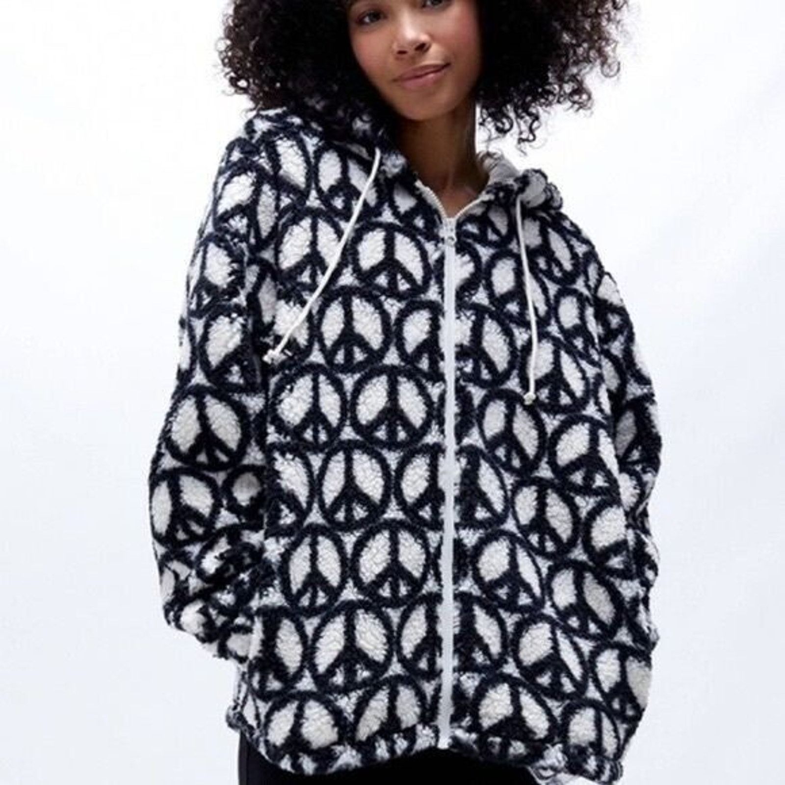Pacsun Pacsun Womens Peace Sign Hoodie Sweatshirt Size M Full Zip Size M / US 6-8 / IT 42-44 - 1 Thumbnail