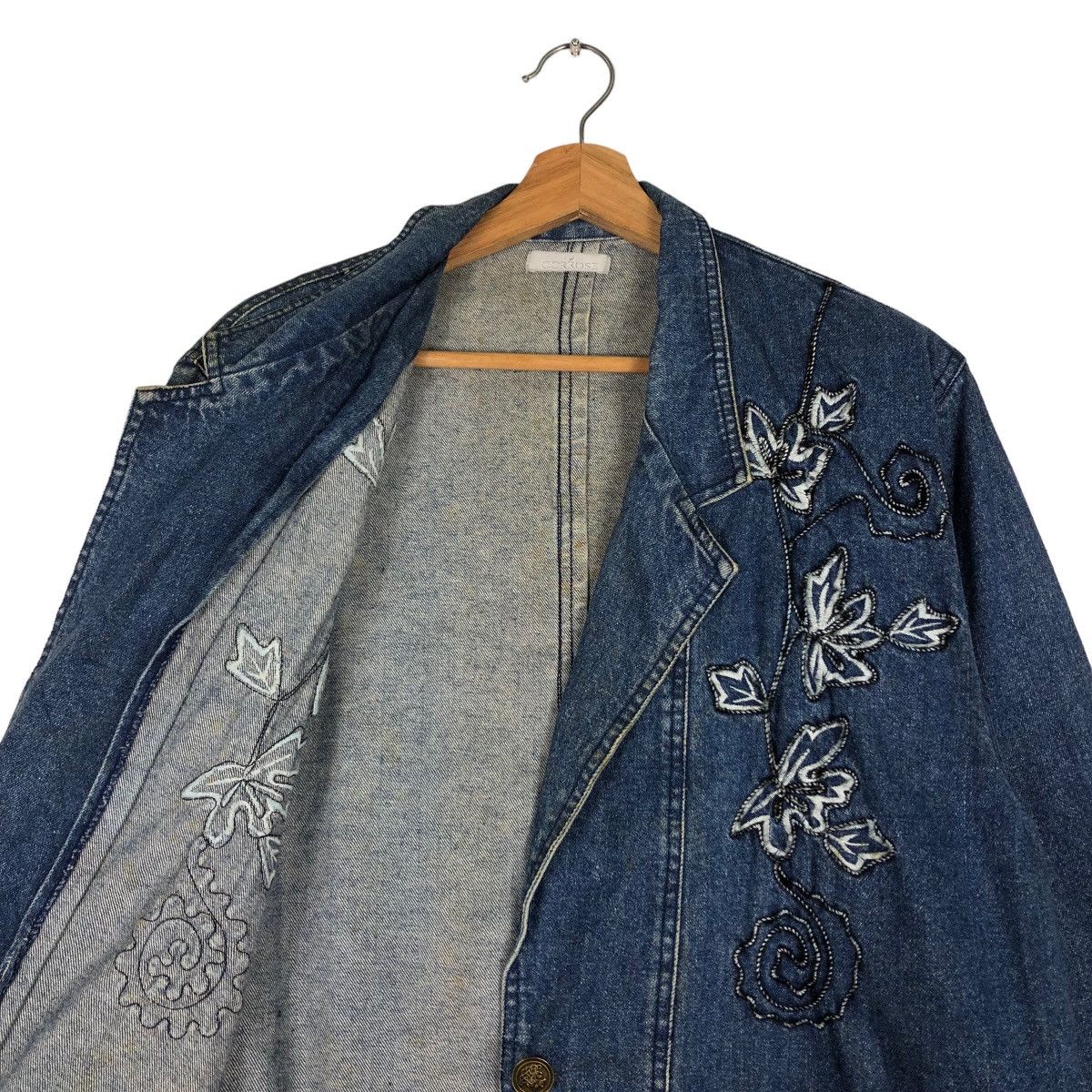 Japanese Brand 🔥Vtg Denim Jacket Embroidered Flower Corrose Issey Miyake Size US M / EU 48-50 / 2 - 10 Thumbnail