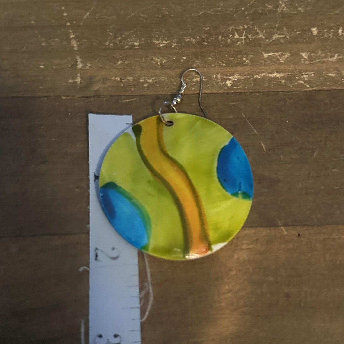 Other Multicolor painted round shell dangle earrings Size ONE SIZE - 4 Thumbnail