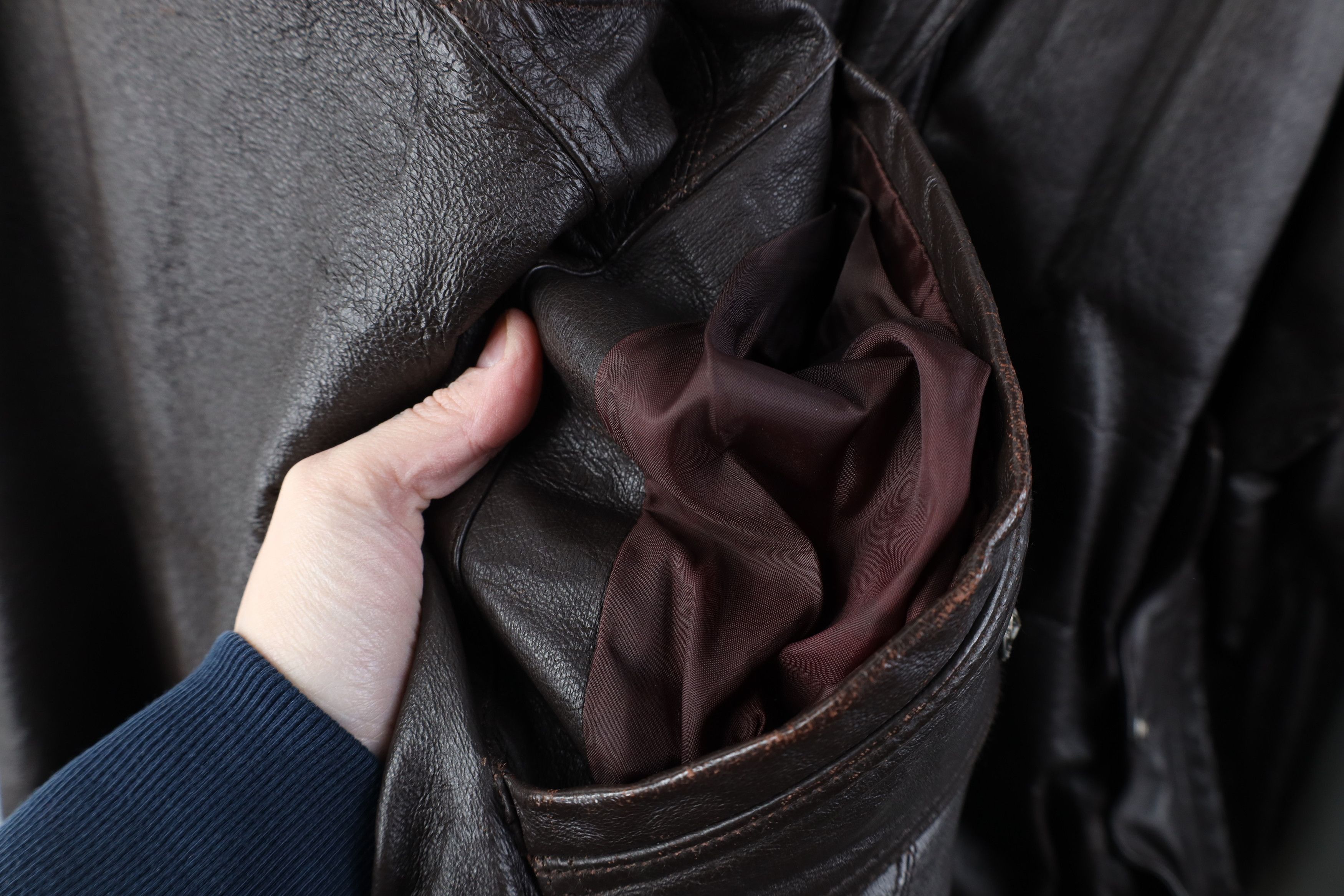 Vintage Vintage 90s Streetwear Leather Flight Bomber Jacket Brown Size US XL / EU 56 / 4 - 5 Thumbnail