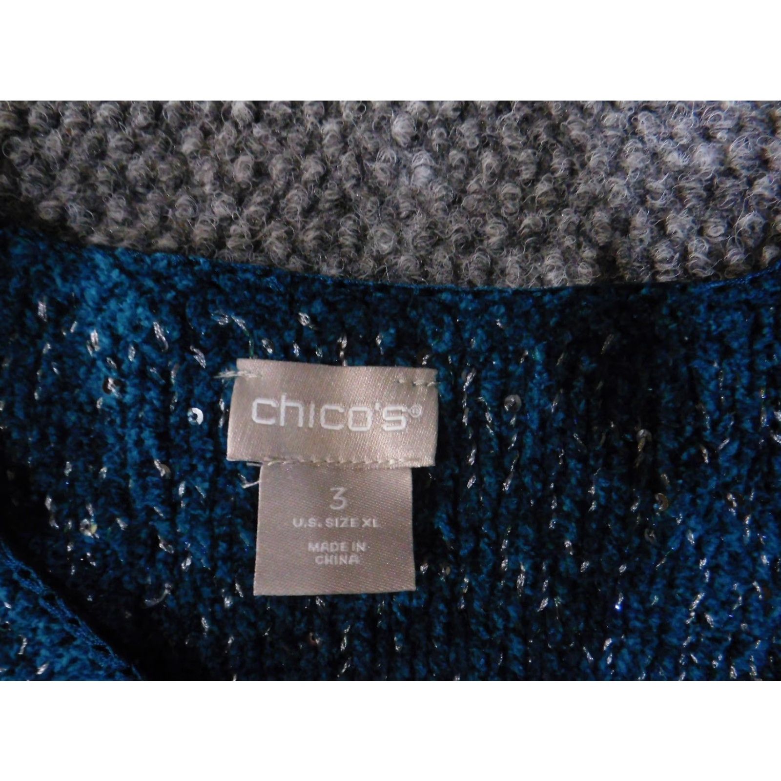 Vintage Chicos Sweater Shirt Womens 3 Teal Green Knit Pullover V-Neck Stretch Long Sleeve Regular Size 3 Green Modern Knit Style Chunky-Knit Vintage No Size XS / US 0-2 / IT 36-38 - 4 Thumbnail