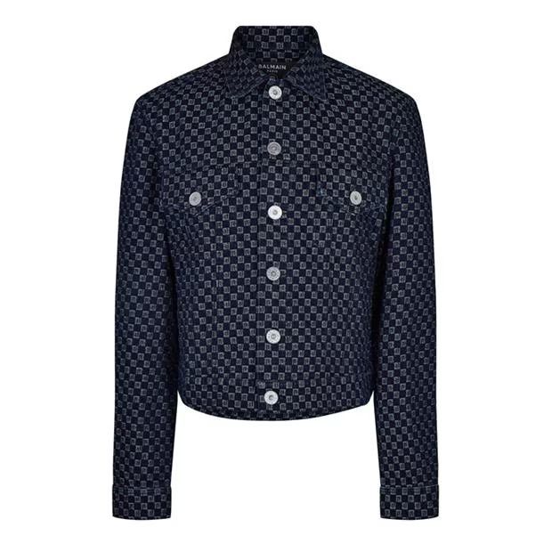 image of Balmain O1G2R1Mq0324 Denim Jacket In Blue, Men's (Size Small)