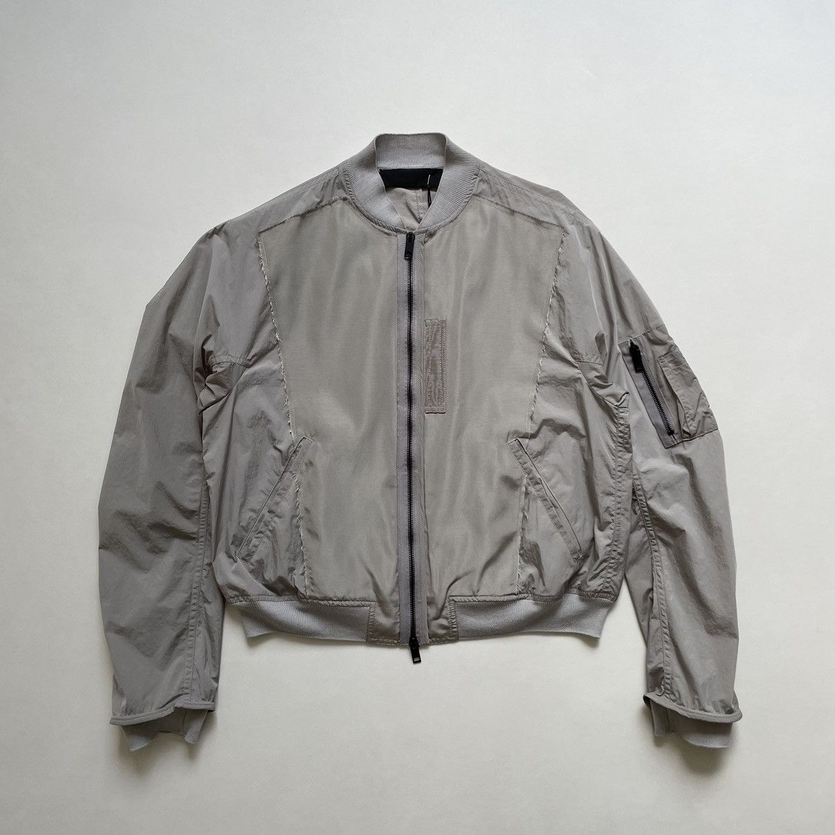 Haider Ackermann Grey Nylon Cropped Bomber Jacket Size US S / EU 44-46 / 1 - 19 Thumbnail