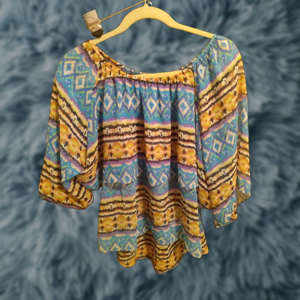 South2 West8 Piace' Blouse Southwest Design Lightweight Multicolor asymmetrical hemline M Women Womens Medium Shirt Size M / US 6-8 / IT 42-44 - 1 Thumbnail