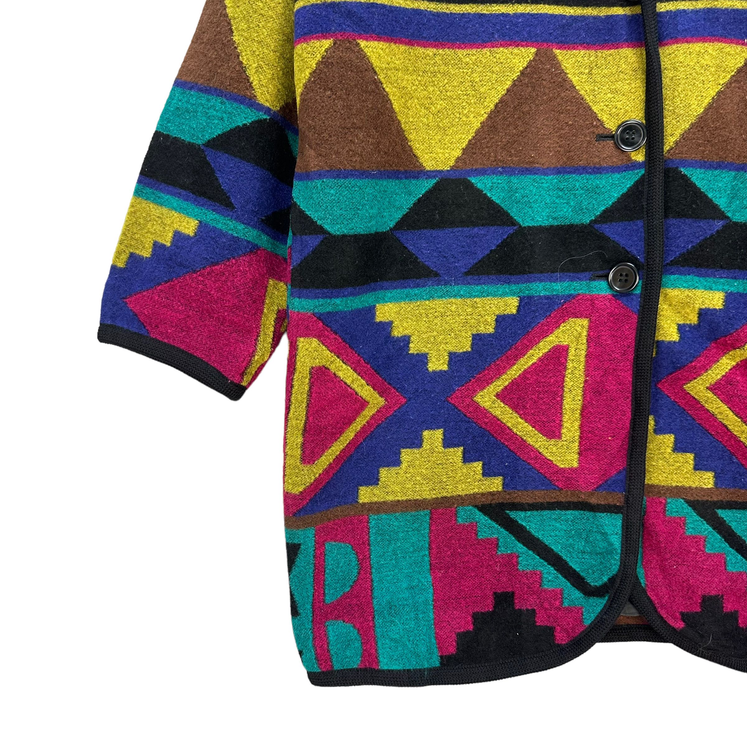Japanese Brand GIVY MOTIF DESIGN COLOURWAY COAT JACKET #8332-004 Size L / US 10 / IT 46 - 4 Thumbnail