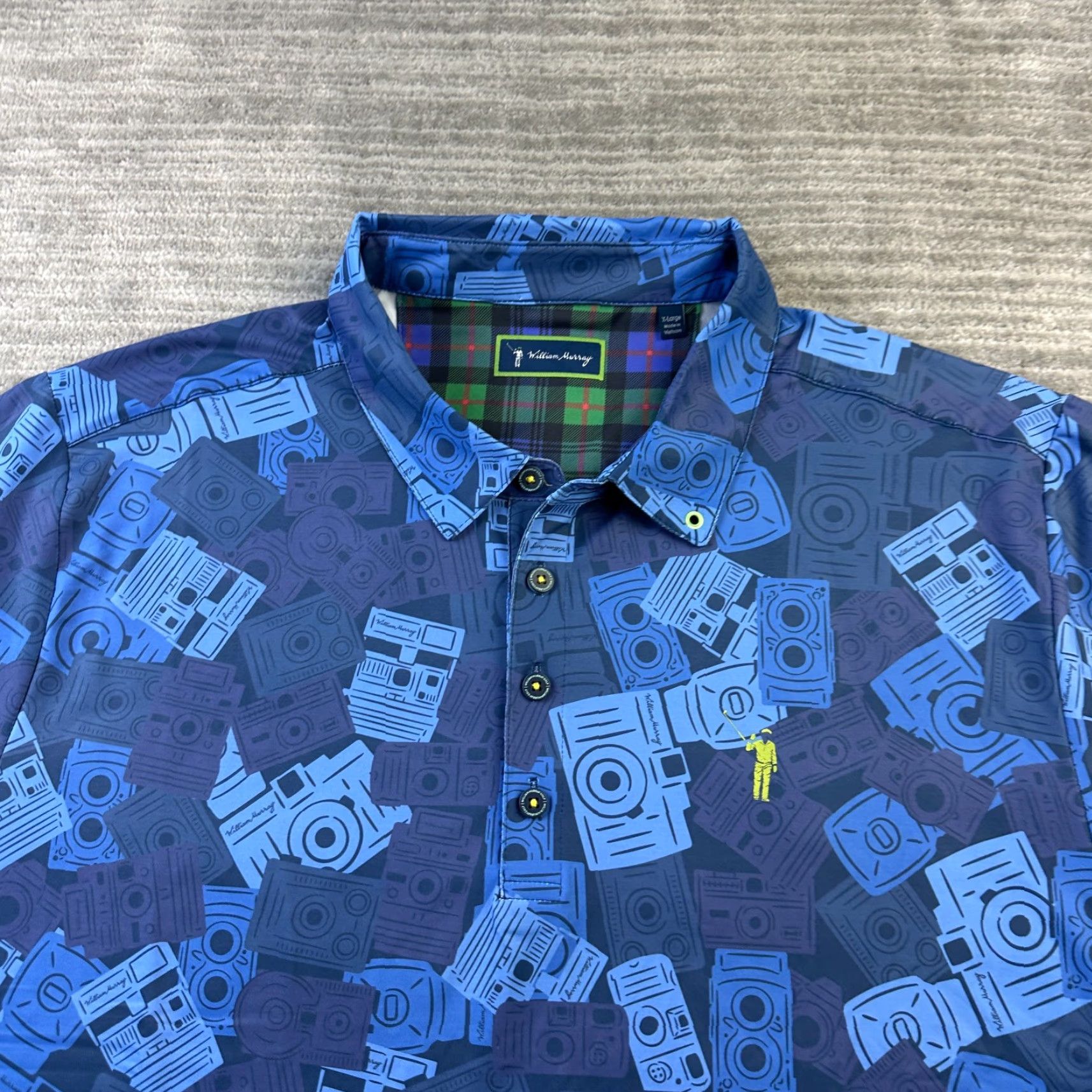 Vintage William Murray Polo Shirt Mens XL Blue All Over Print Golf Logo Performance Size US XL / EU 56 / 4 - 4 Thumbnail