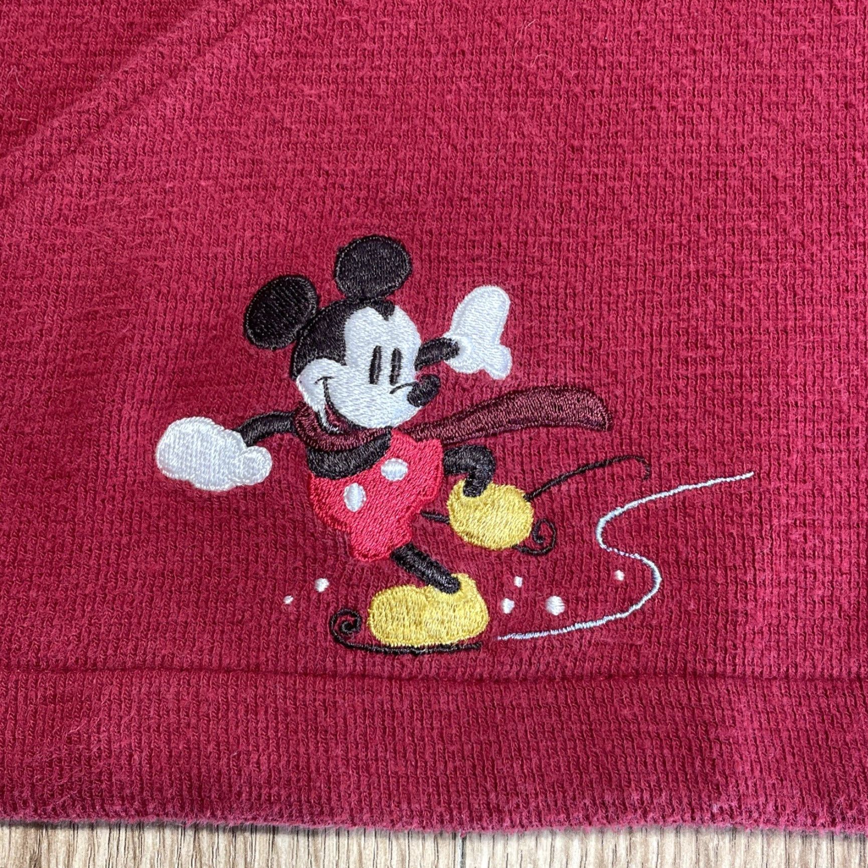 Disney VINTAGE Disney Mickey Mouse Frosty Frolic V-Neck Collared Sweater Womens M Red Embroidered Sweater 90s? Disney Theme Womens Size M / US 6-8 / IT 42-44 - 2 Thumbnail