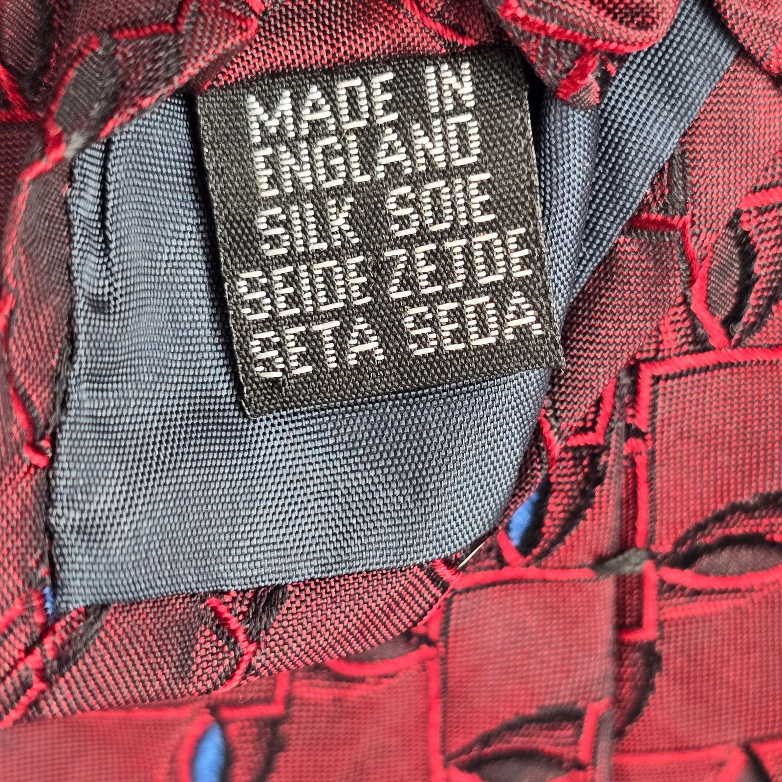 Austin Reed Austin Reed Red Blue Geometric Silk England Neck Tie NWOT Size 28 - 5 Thumbnail
