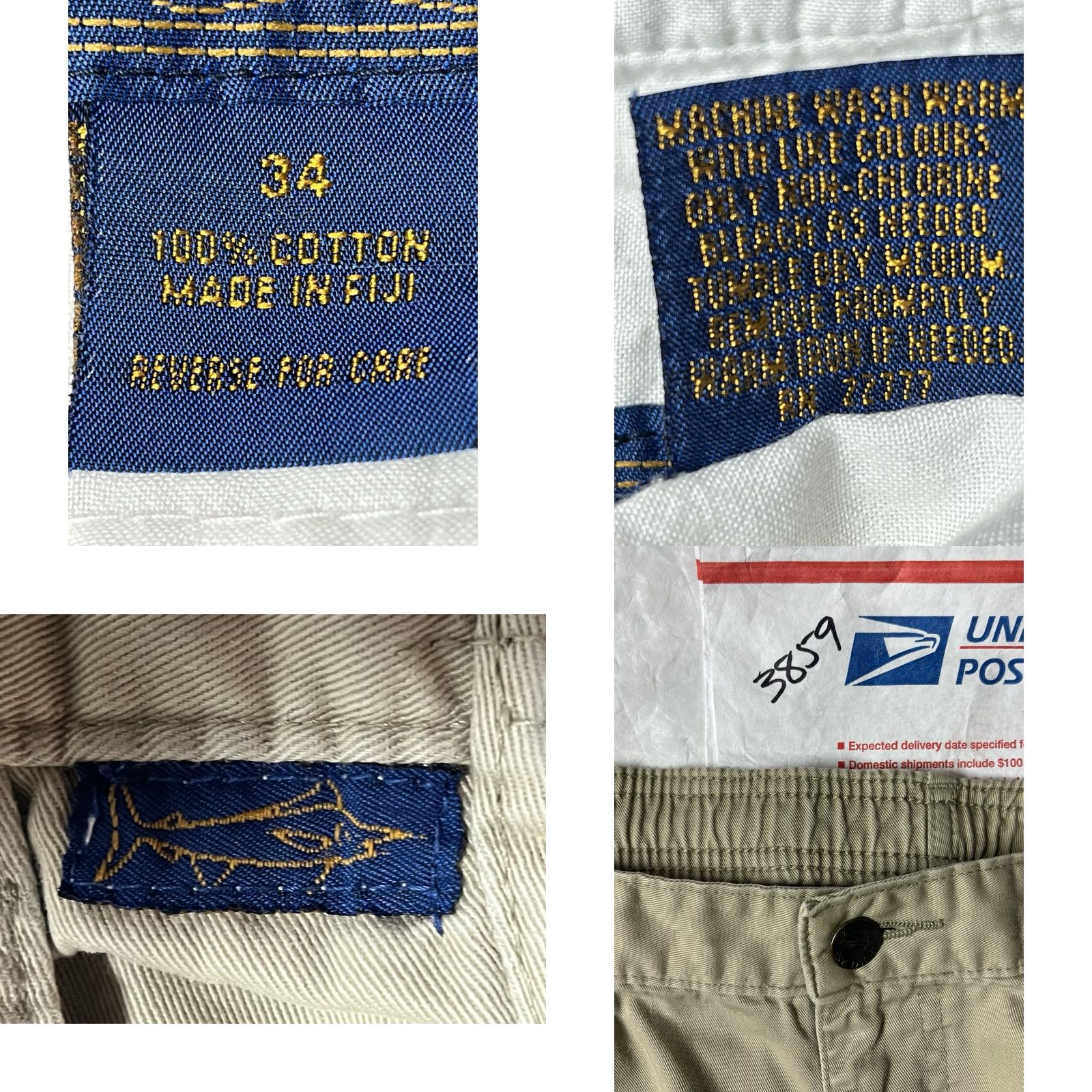 Vintage VINTAGE Kahala Pants - Khaki 100% Cotton Pleated Front Stretch Waist Men 34 Elastic Pockets Straight Inseam 32 Beige Size US 34 / EU 50 - 9 Thumbnail