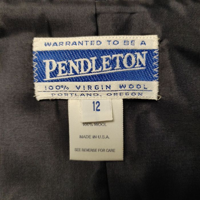 Pendleton Pendleton Women's Navy Blue 100% Virgin Wool Button-Down Bla ...