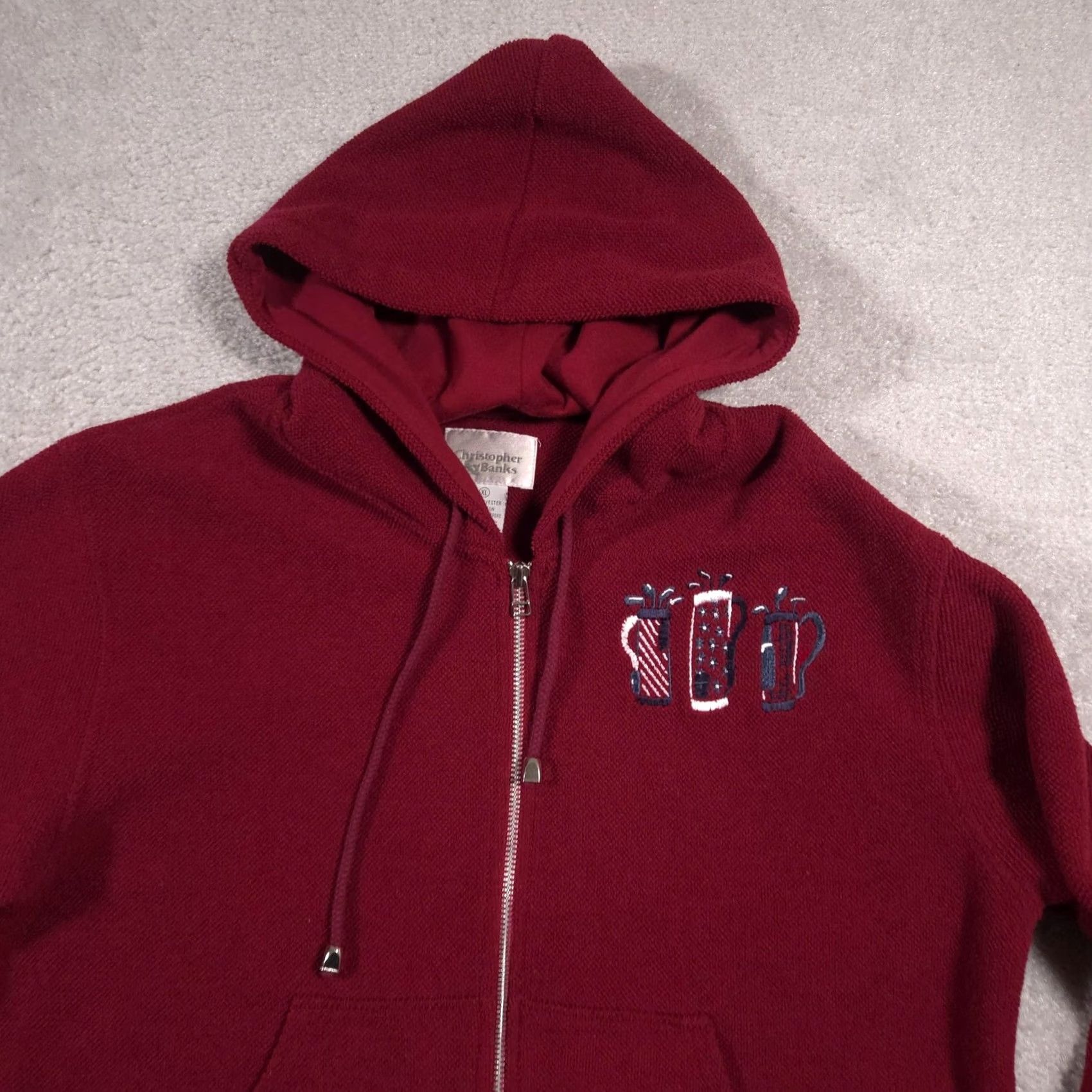 Vintage Christopher & Banks Hoodie Womens XL Red Zip Golf Embroidered Sweatshirt Size XL / US 12-14 / IT 48-50 - 3 Thumbnail