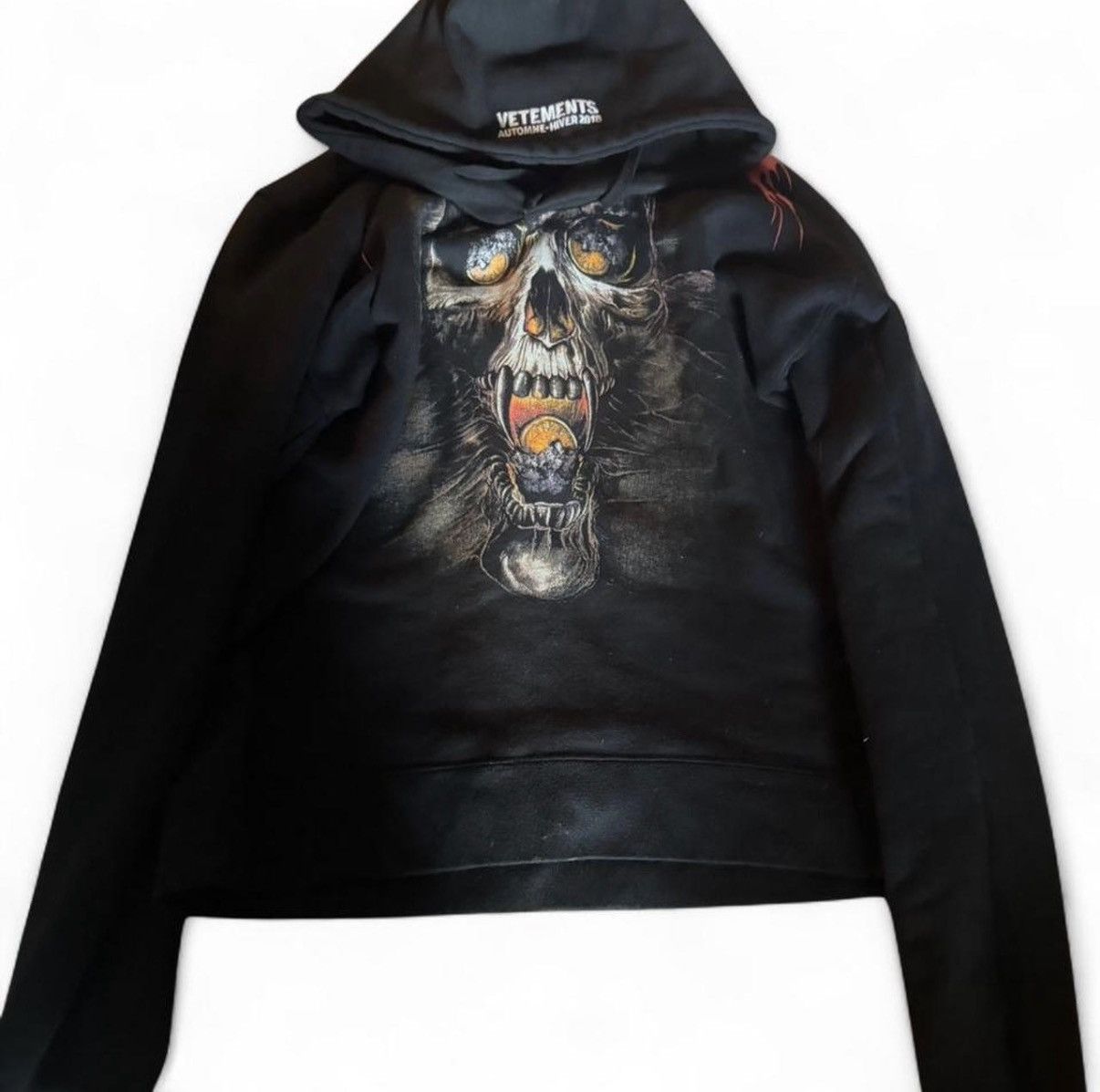 Vetements AW18 Vetements Misplaced Skull Hoodie Black | Grailed