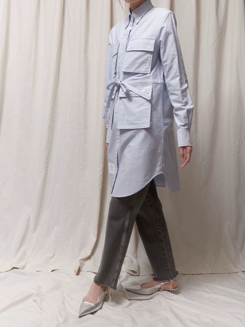 Thom Browne THOM BROWNE Blue Drawstring Shirt Dress - dmc Size US 38 / EU 54 - 1 Thumbnail