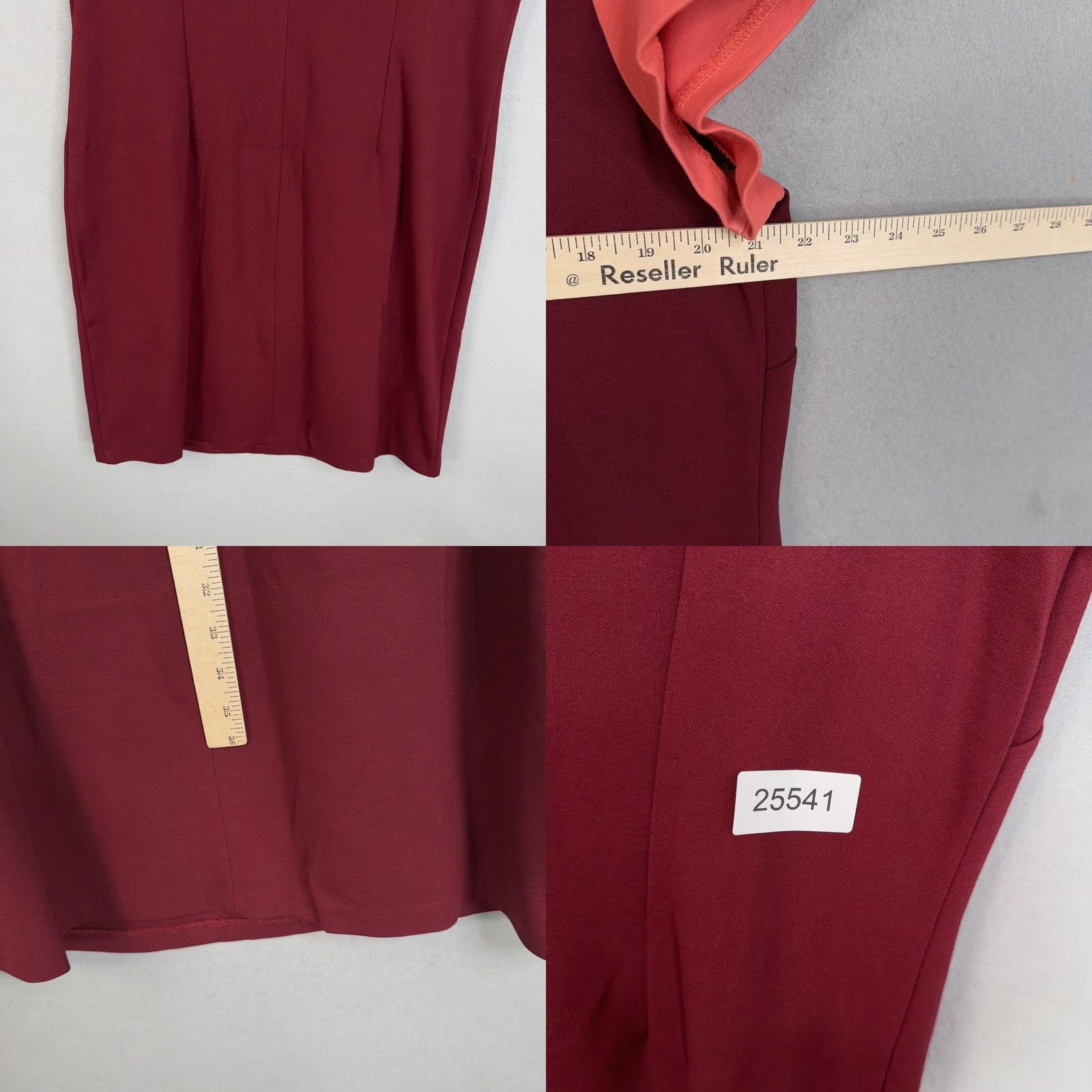 Talbots Talbots Dress Womens 16W Plus Red Colorblock Short Sleeve Sheath Workwear Office Dress Size 38" / US 16 / IT 52 - 8 Thumbnail