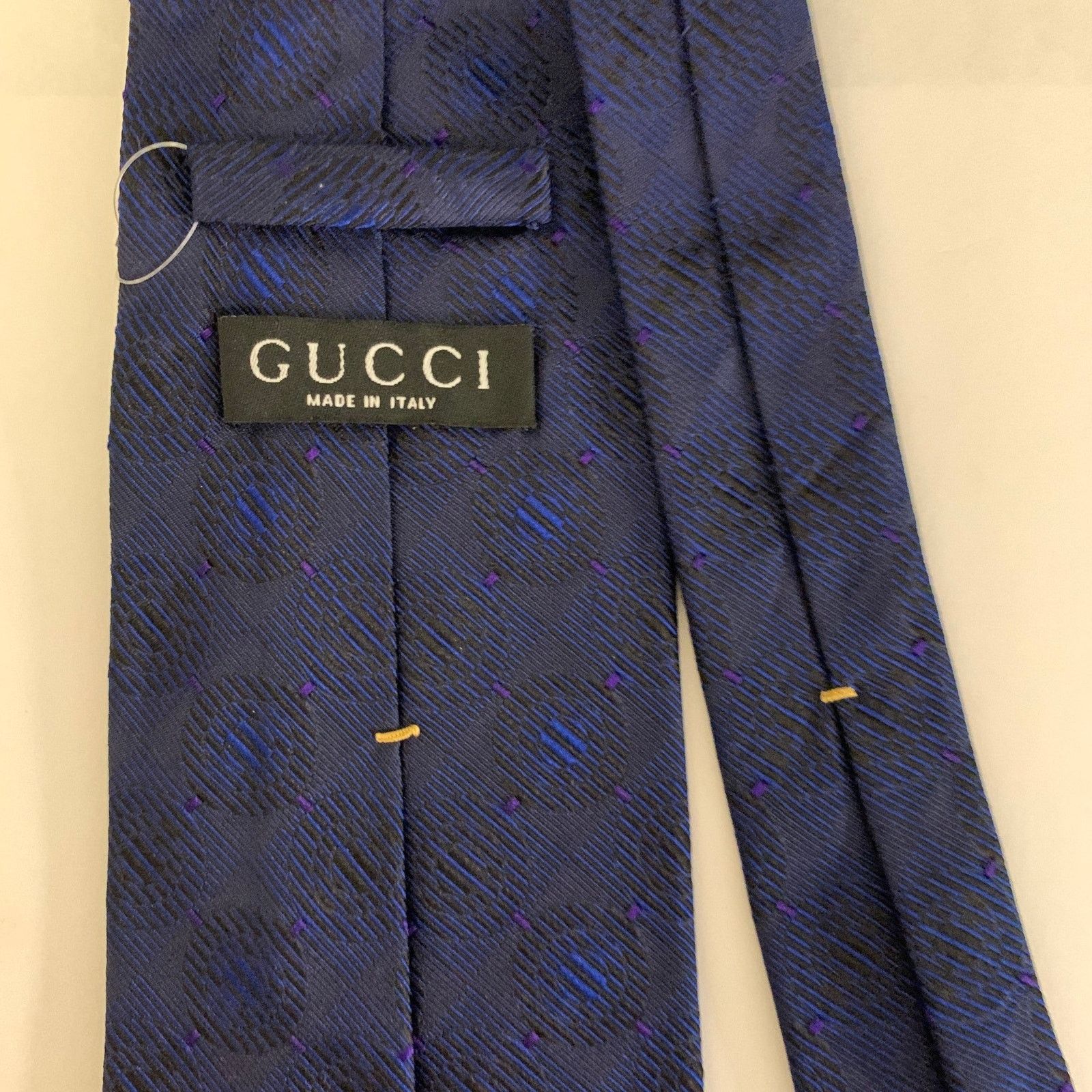 Gucci GUCCI Navy Blue Geometric Silk Jacquard Tie Size ONE SIZE - 2 Thumbnail