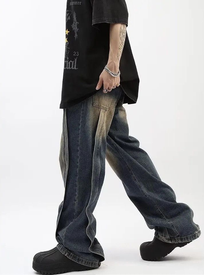 Jean × Vintage Striped Baggy Denim Jeans / Grunge y2k Size US 32 / EU 48 - 5 Thumbnail