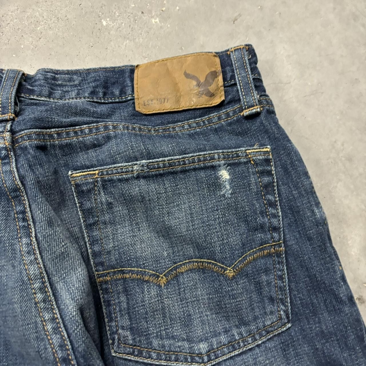 Japanese Brand × Vintage Crazy Vintage Y2K/2000s Grunge Faded Dark Wash Distressed Denim Jeans! Size US 31 - 7 Thumbnail