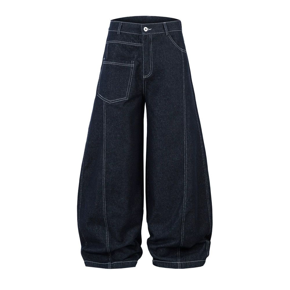 Jean Men's trendy irregular stitching wide-leg scimitar jeans Size US 32 / EU 48 - 1 Thumbnail