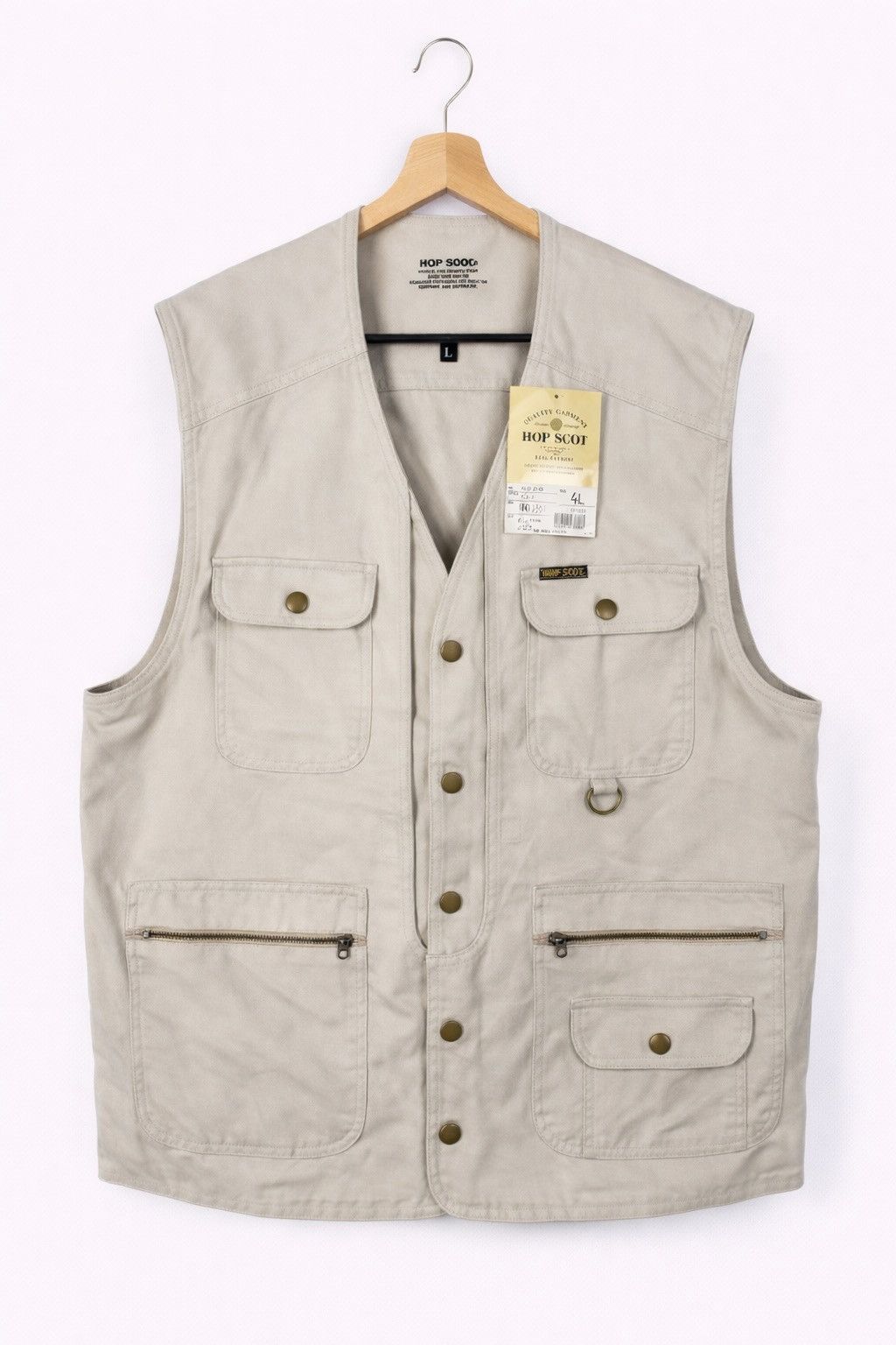 Japanese Brand HOP-SCOT Multi Pocket Utility Vest 4L Beige Fishing Tactical Size US XXL / EU 58 / 5 - 1 Thumbnail