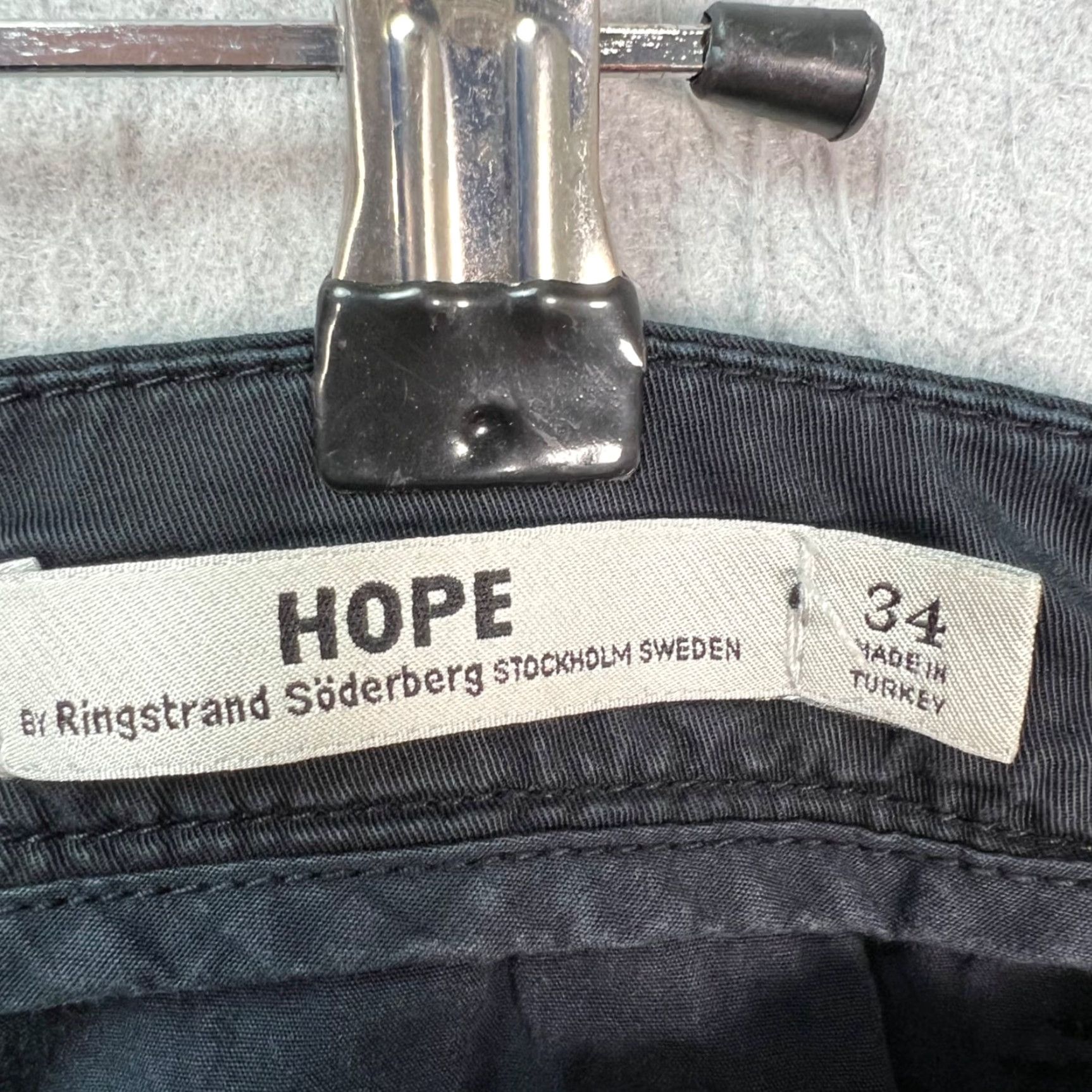 Hope Hope Mens 34 Black News Trouser Pants Slim Fit Cotton Blend Chino Tapered Flat Front Casual Pant Standards Size US 34 / EU 50 - 3 Thumbnail