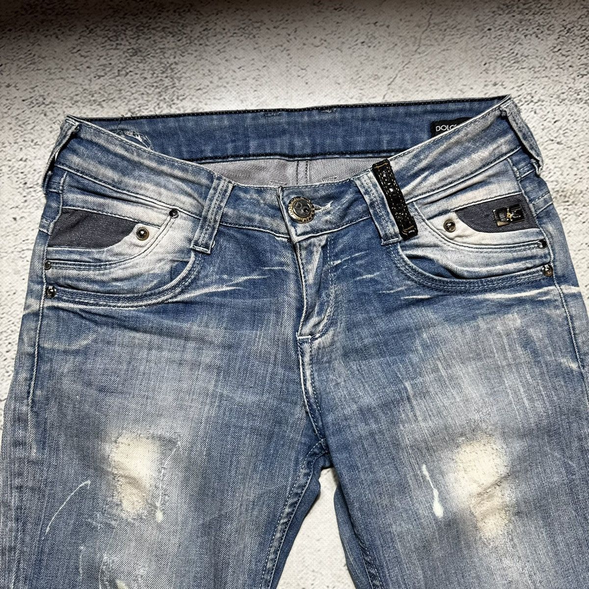 Dolce & Gabbana drip dolce gabbana distressed jeans y2k women with big logo Size 27" / US 4 / IT 40 - 6 Thumbnail