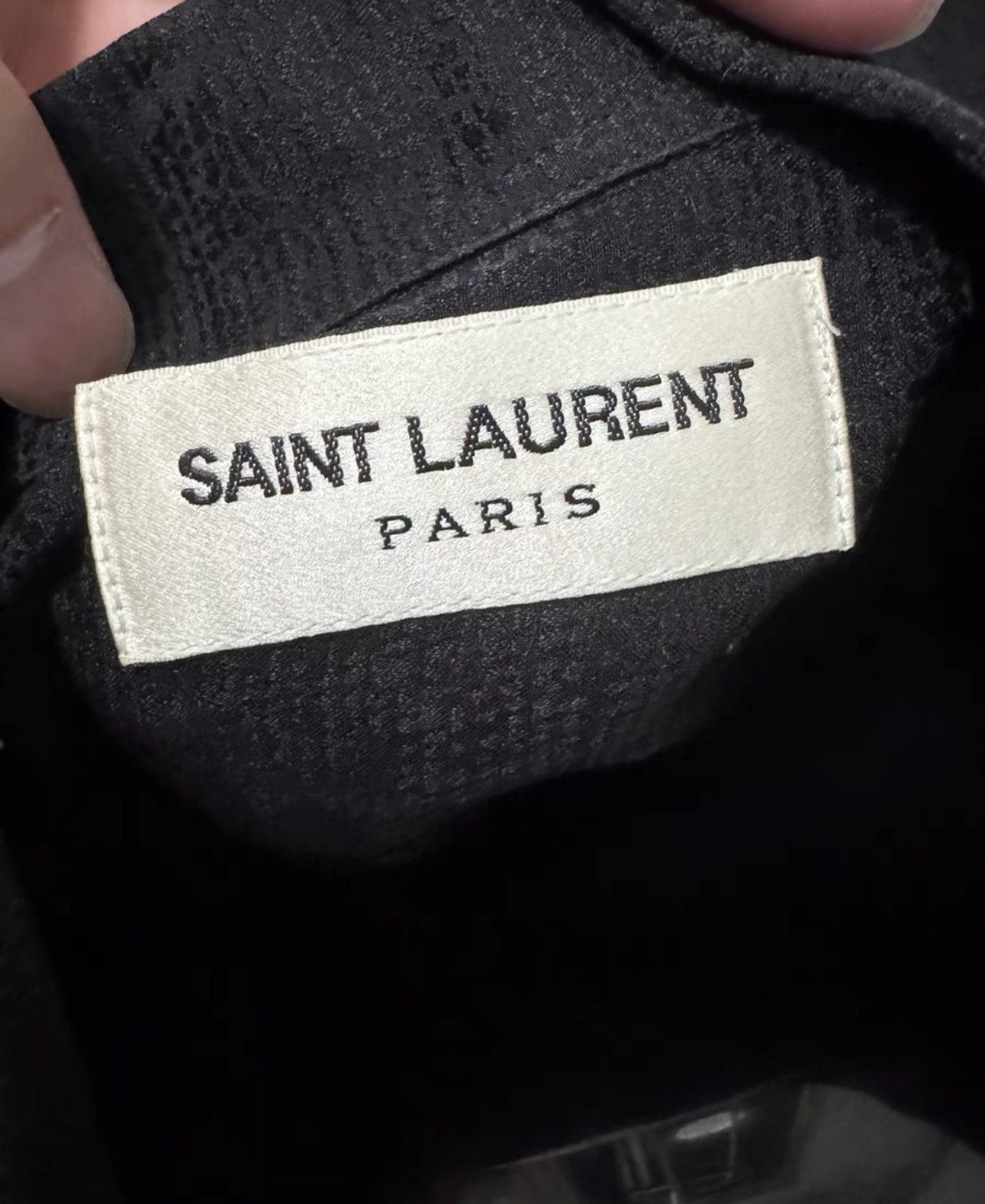 Saint Laurent Paris Saint Laurent (SLP) 17FW Silk Embossed "Black Knight" Shirt Size US S / EU 44-46 / 1 - 7 Thumbnail