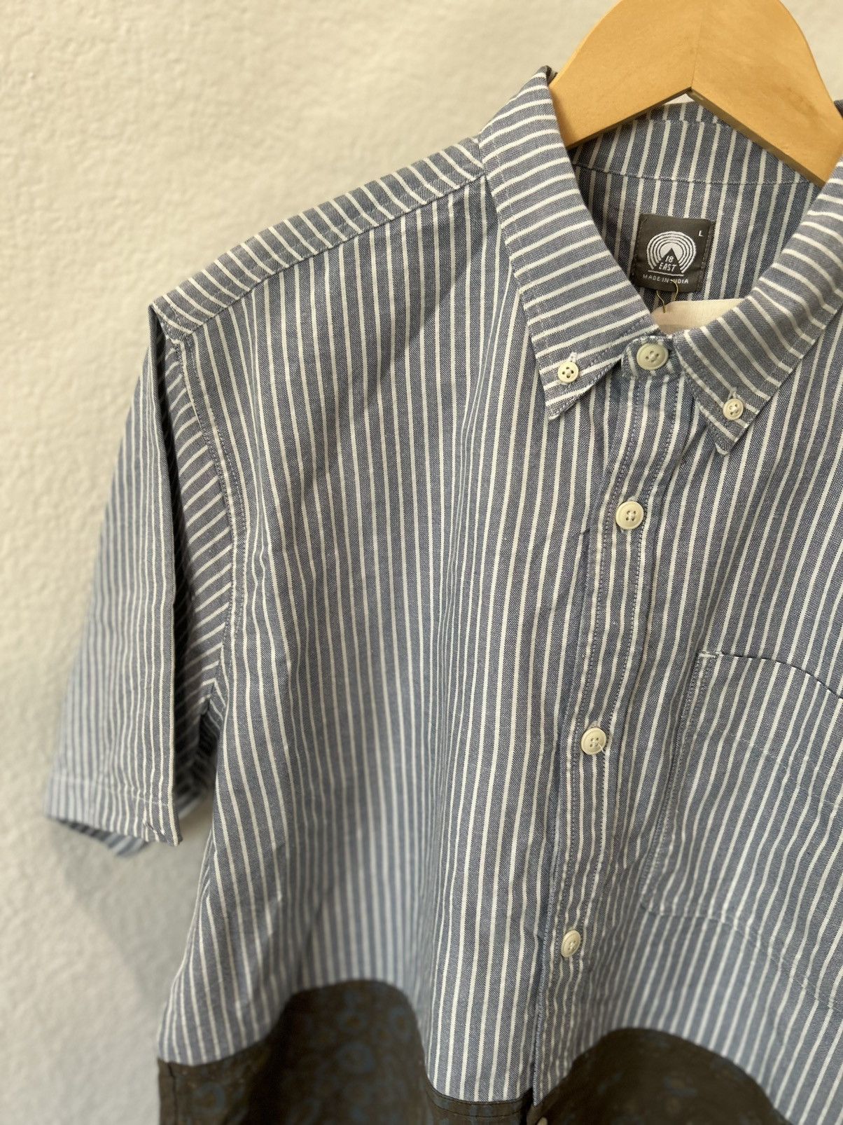 18 East BNWT Split SS BD Shirt Silt Indigo Turmeric Bagru Block Size US L / EU 52-54 / 3 - 5 Thumbnail