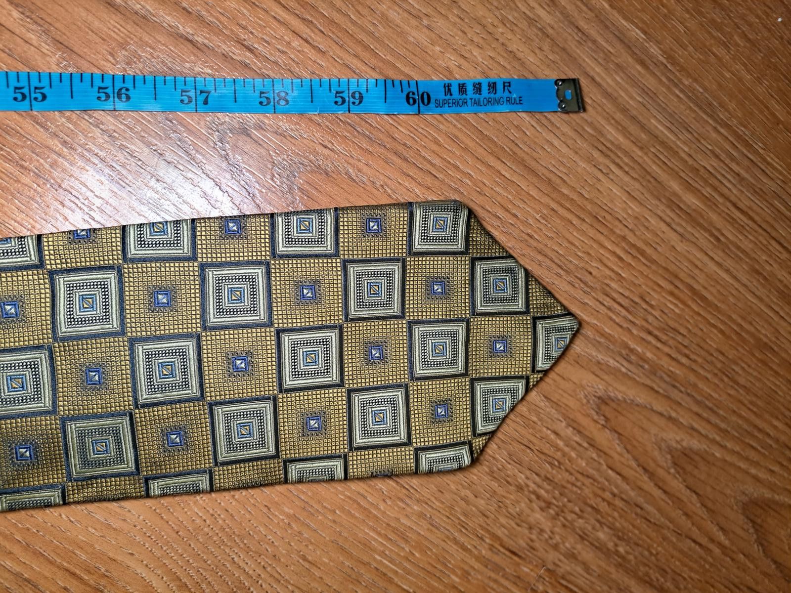 Jos. A. Bank VINTAGE Jos A Bank Silk Tie Gold Geometric Handmade Wide Size ONE SIZE - 5 Thumbnail