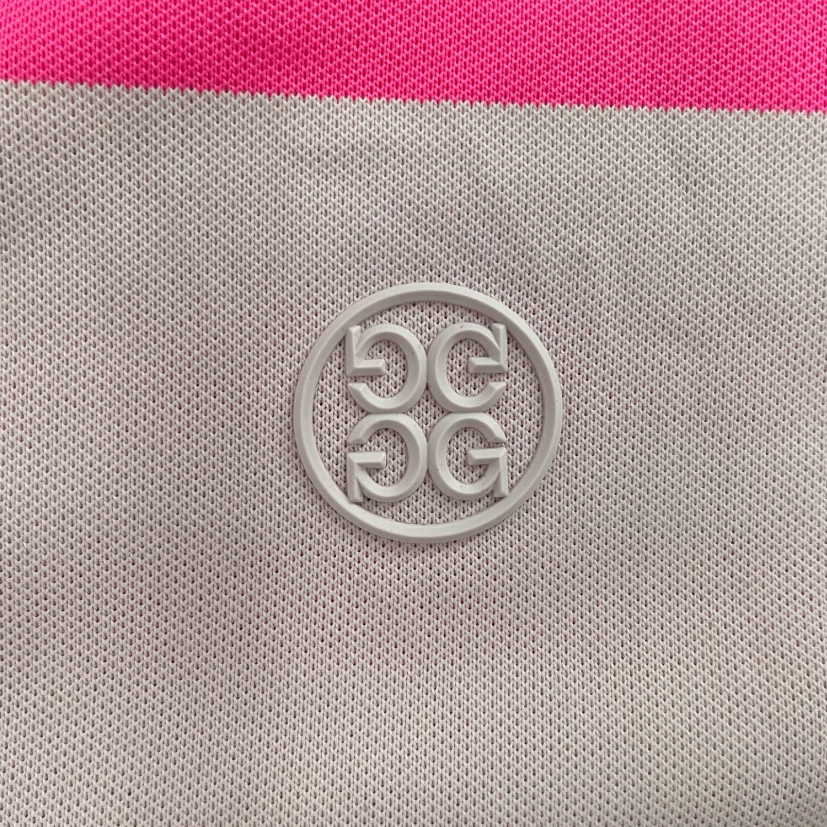 Vintage G Fore Polo Shirt Men Large Pink Striped Performance Golf Casual