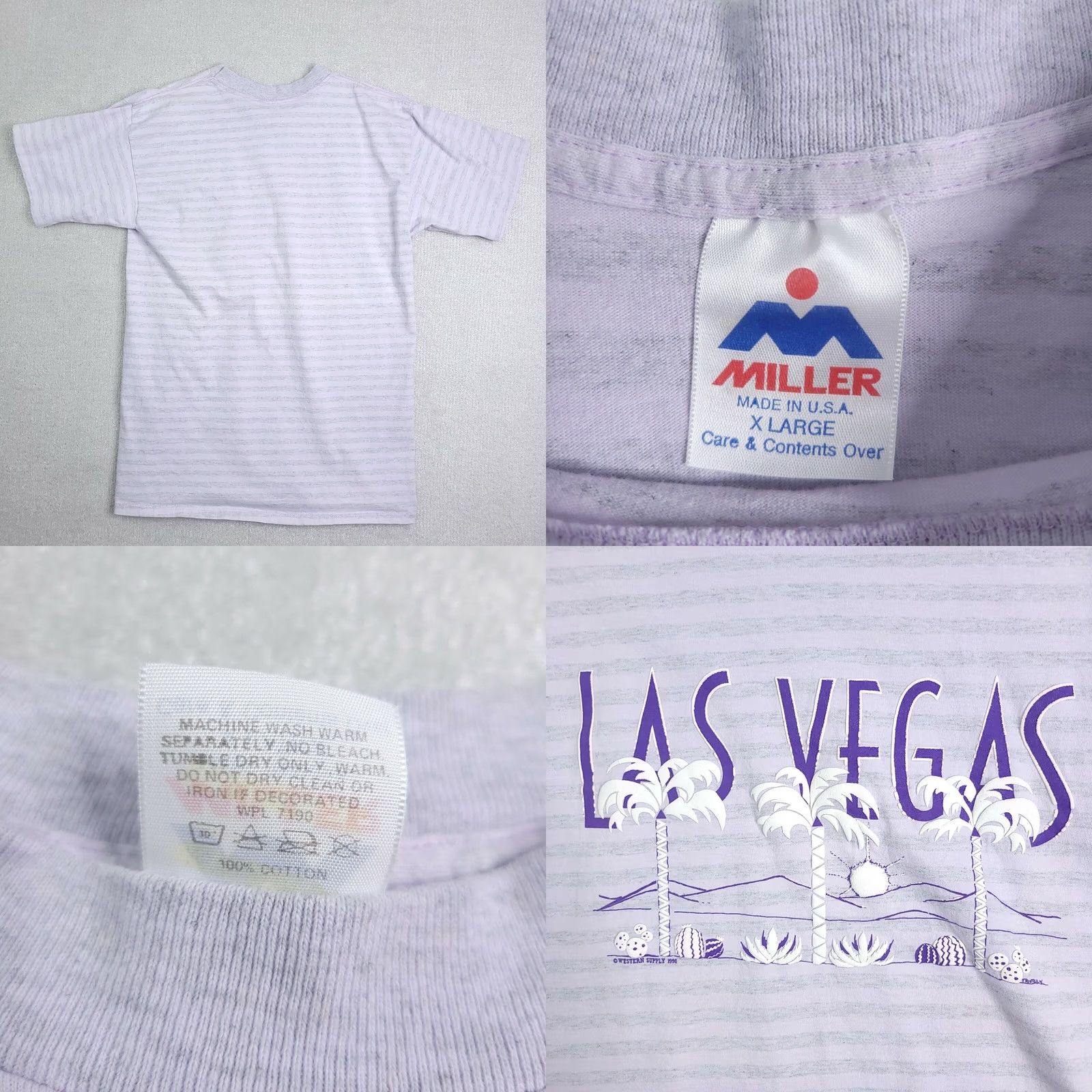 Vintage VINTAGE 80s Miller Las Vegas T Shirt Adult XL Purple Desert Cactus Palm Trees Stripe Mens Size US XL / EU 56 / 4 - 8 Thumbnail