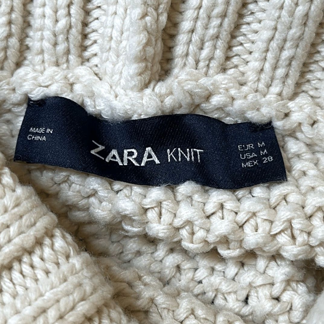 Zara ZARA Womens Medium Cream Cable Knit Sweater Cropped Roll Neck Pullover Size M / US 6-8 / IT 42-44 - 4 Thumbnail