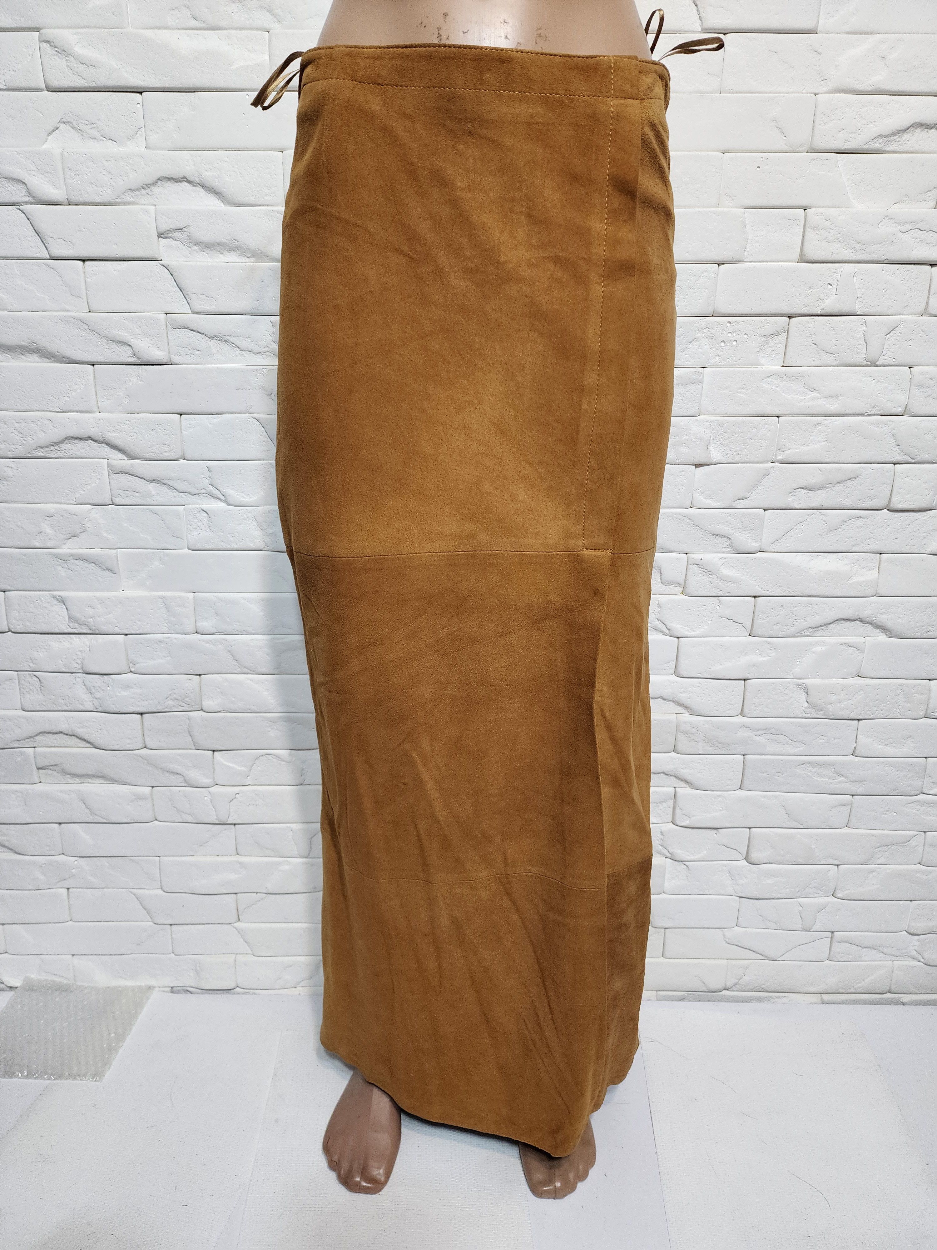 Other Brown Suede Leather Skirt, Plastic Zipper Fasteners Size 28" / US 6 / IT 42 - 1 Thumbnail