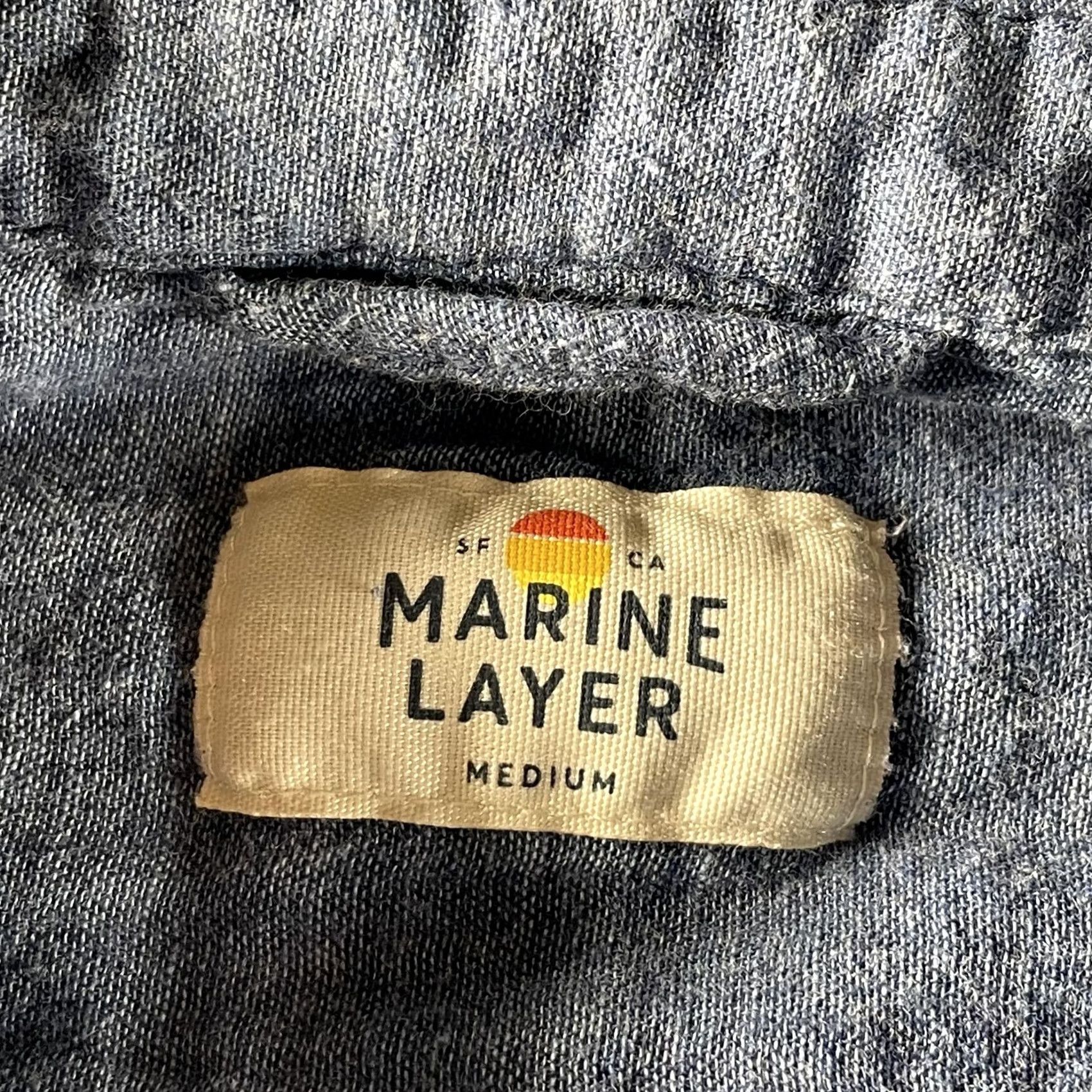 Marine Layer Marine Layer Shirt Mens Medium Blue Button-Down Long Sleeve Pocket 100% Cotton Size US M / EU 48-50 / 2 - 2 Thumbnail