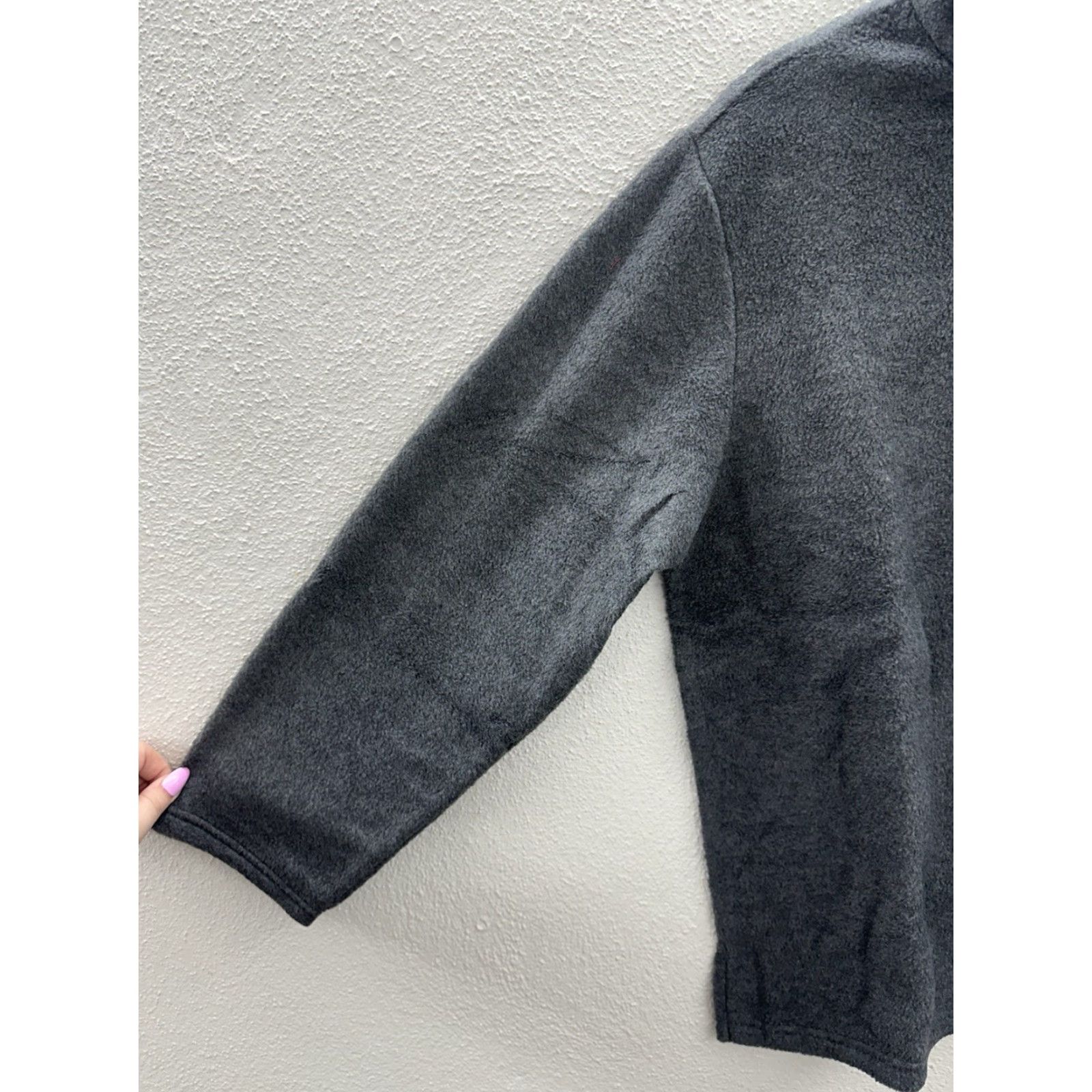 Vintage Anthony Richards Womens Pullover Size Petite XL Gray Long Sleeve Henley Fleece Shirt Womens Regular Polyester T-Shirt Size XL / US 12-14 / IT 48-50 - 2 Thumbnail