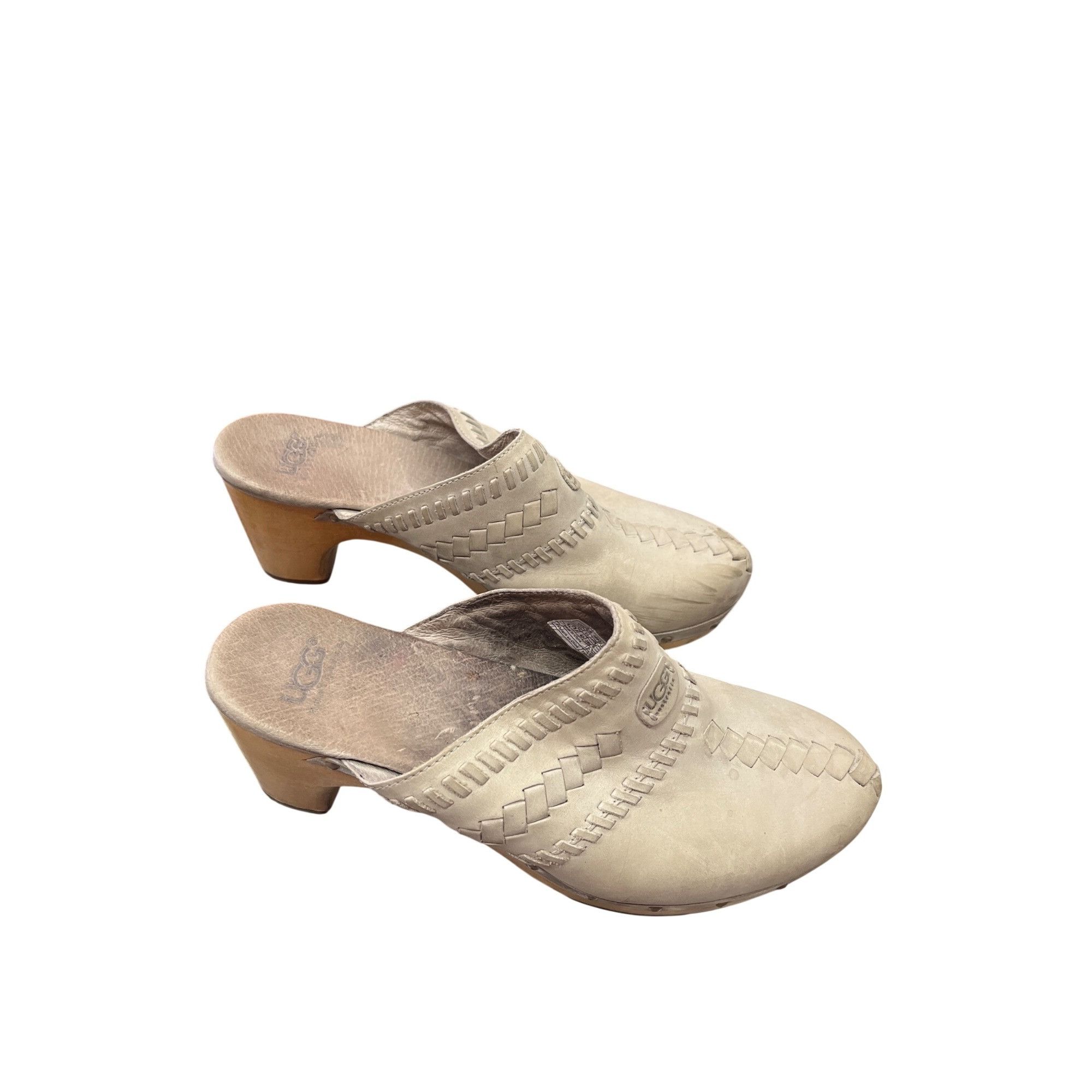 Ugg Ugg Australia wms tan leather slip clogs mules sz 9 SKU 9881 Size US 9 / IT 39 - 3 Thumbnail