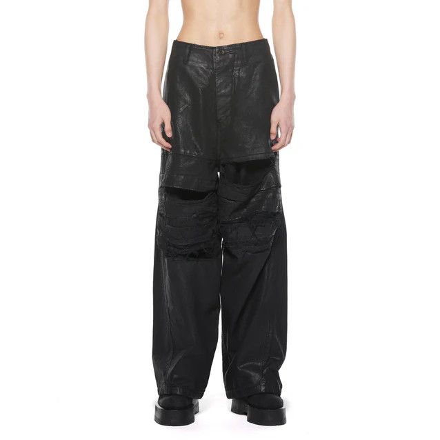 Julius 927PAM8-C Black / Coated Destroy Baggy Pants Size US 30 / EU 46 - 1 Thumbnail