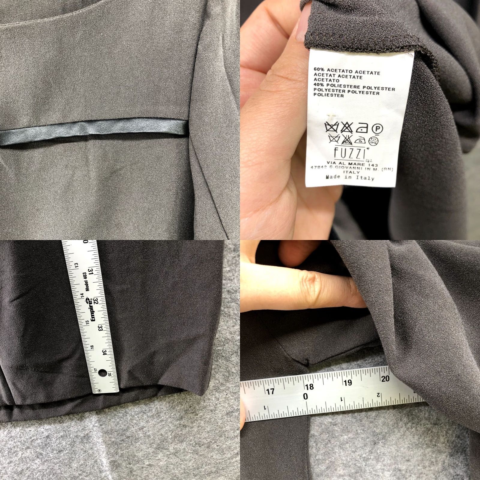 Vintage Pier Antonio Gaspari Dress IT 42 Size 6 Charcoal Gray Flare Sleeve Sheath Dress Size M / US 6-8 / IT 42-44 - 8 Thumbnail