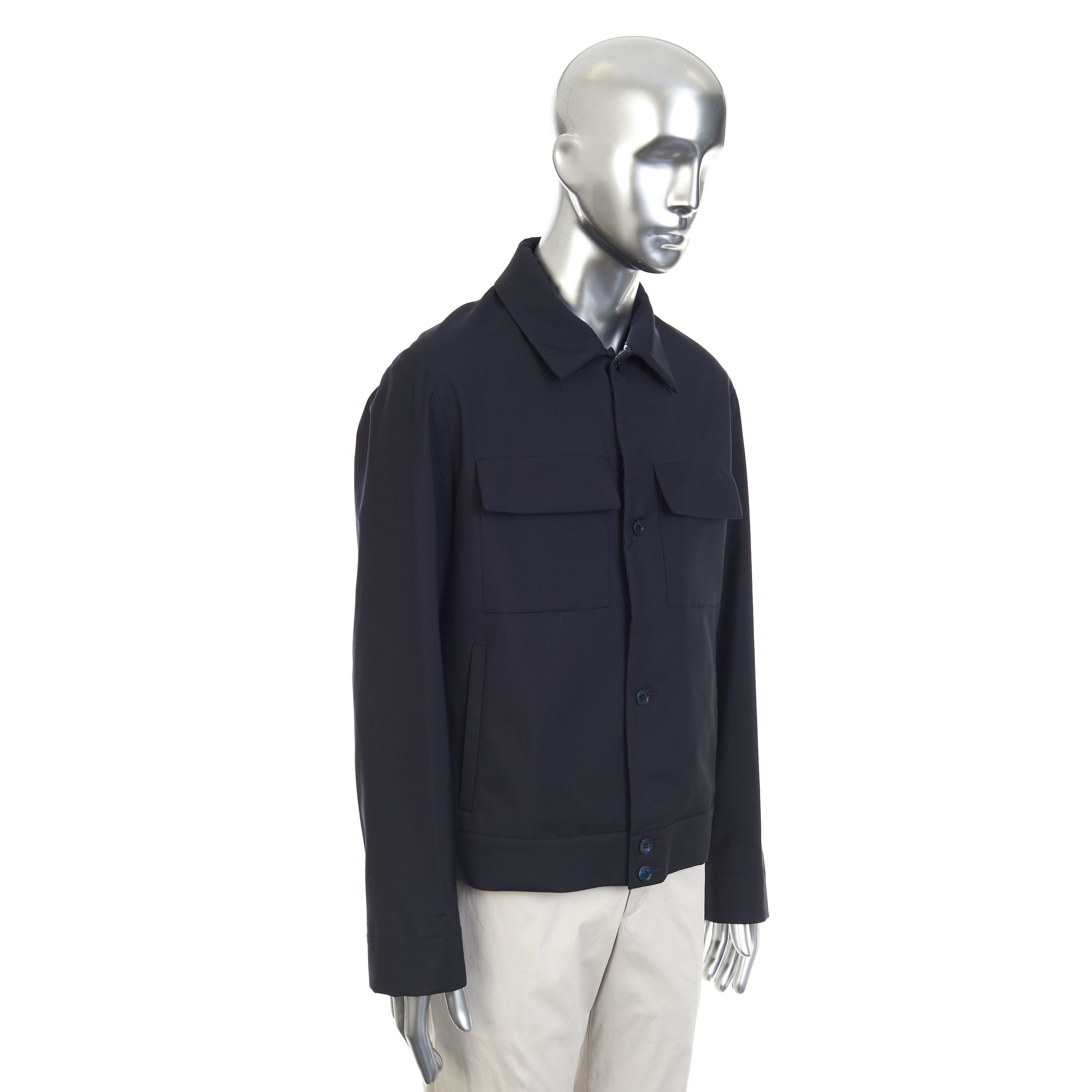 Zilli Dark Navy Bomber Jacket with Woven Leather Collar Size US M / EU 48-50 / 2 - 7 Thumbnail