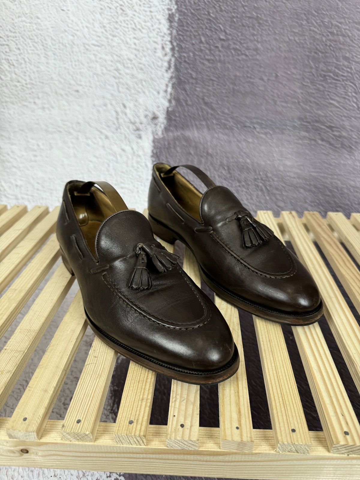 Suitsupply Dark Brown Leather Tassel Loafers - Made in Italy Suitsupply chocolate tassel loafers, Sz 7 / 41 main image 3