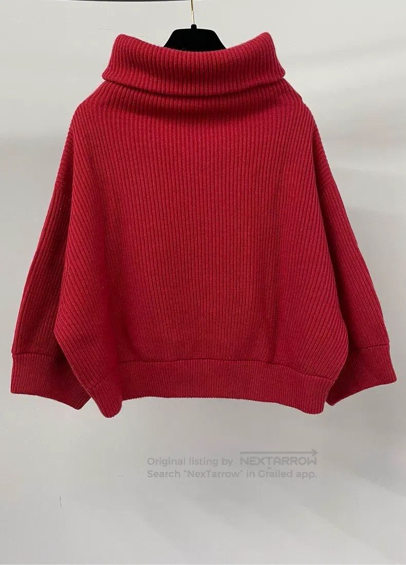 Brunello Cucinelli Brunello Cucinelli Red Cashmere Wool Long Sleeve Top Size S / US 4 / IT 40 - 3 Thumbnail