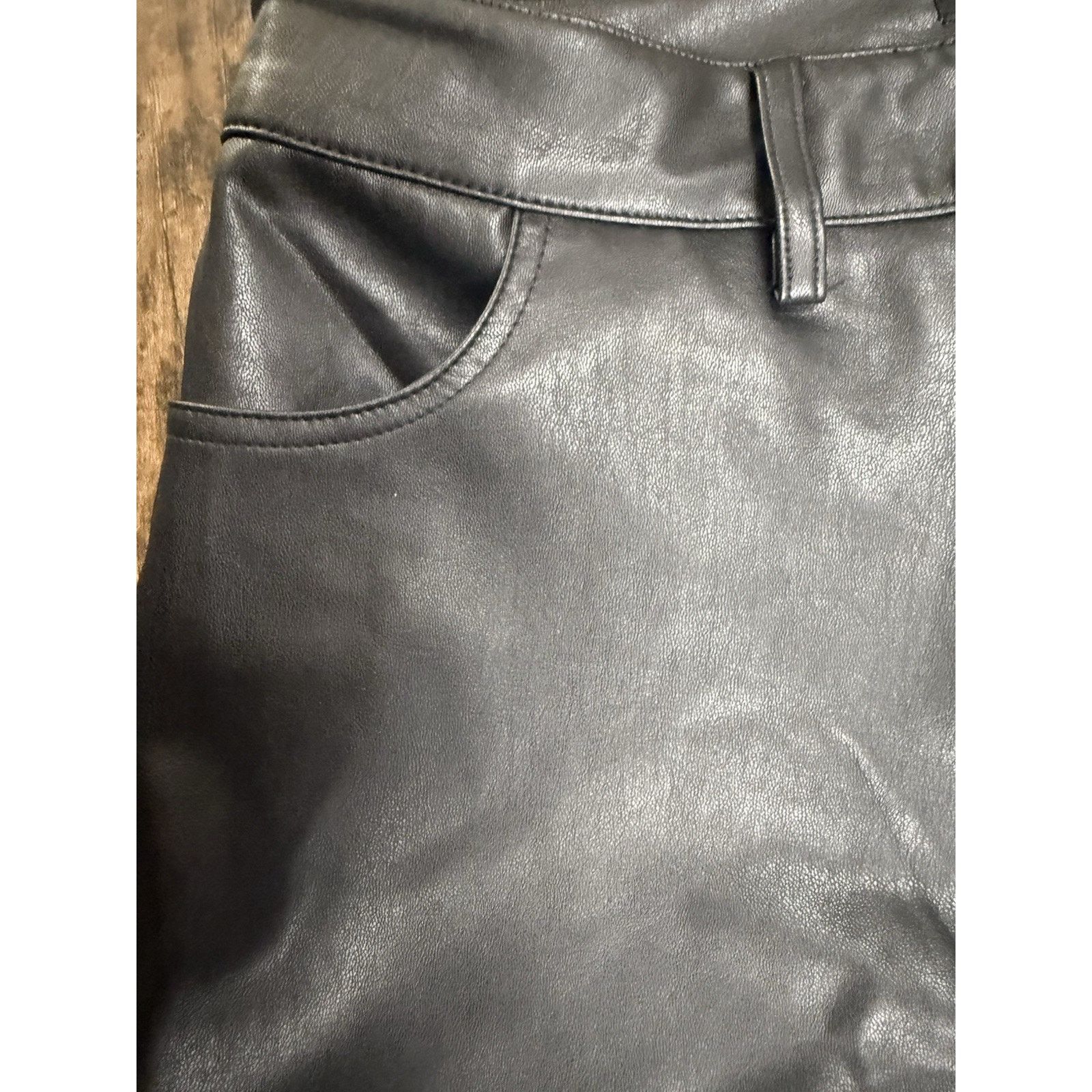 Boston Proper Boston Proper Faux Leather Flare Black Pants size 8 Size 30" / US 8 / IT 44 - 4 Thumbnail