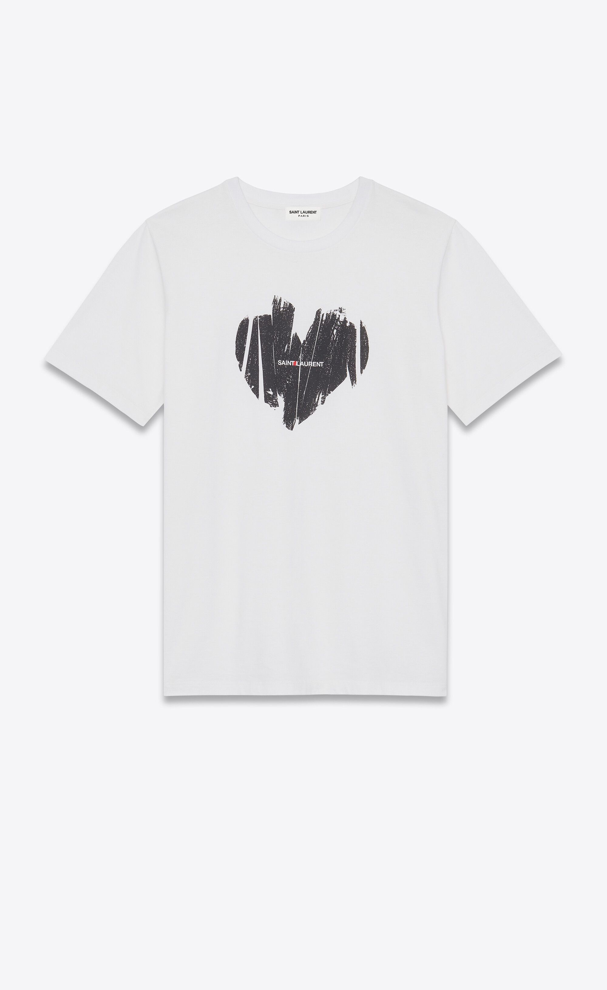 Saint Laurent Paris o1tr1nto0325 615522 Heart T-Shirt in White Size M / US 6-8 / IT 42-44 - 1 Thumbnail