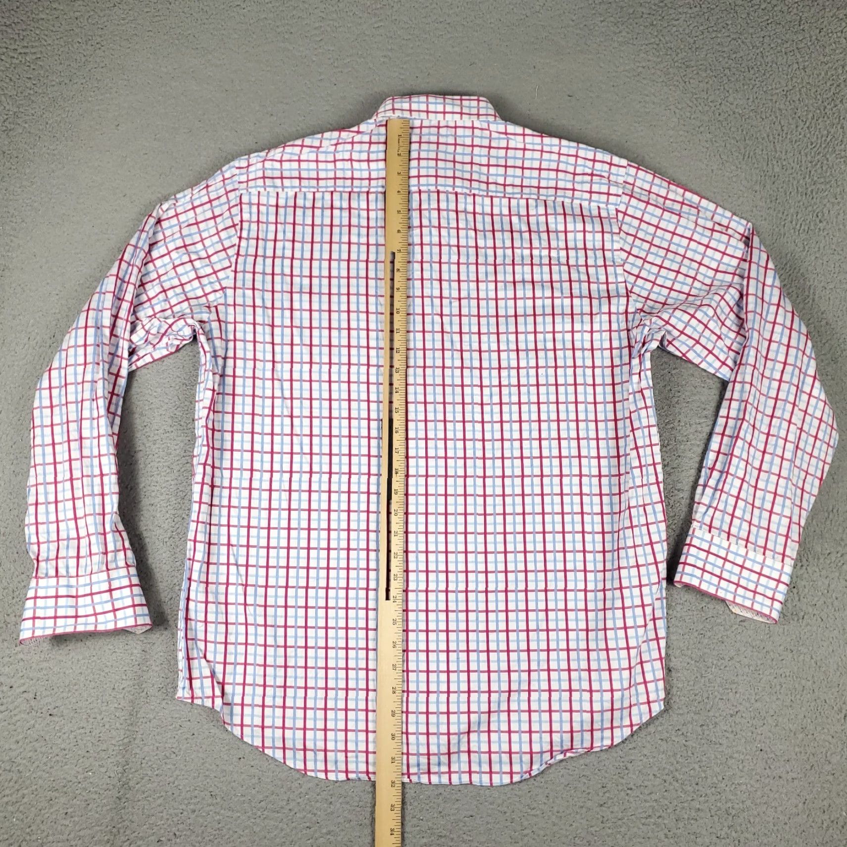 BUGATCHI Bugatchi Uomo Shirt XL Red Blue Striped Casual Button-Up Long Sleeve Mens Size US XL / EU 56 / 4 - 4 Thumbnail