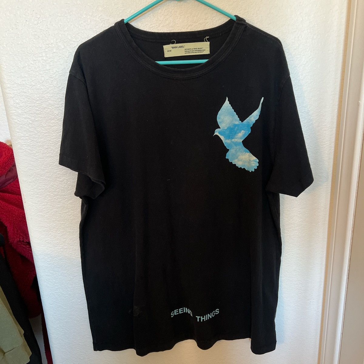 image of Off White Seeing Things Black T Shirt, Men's (Size Medium)