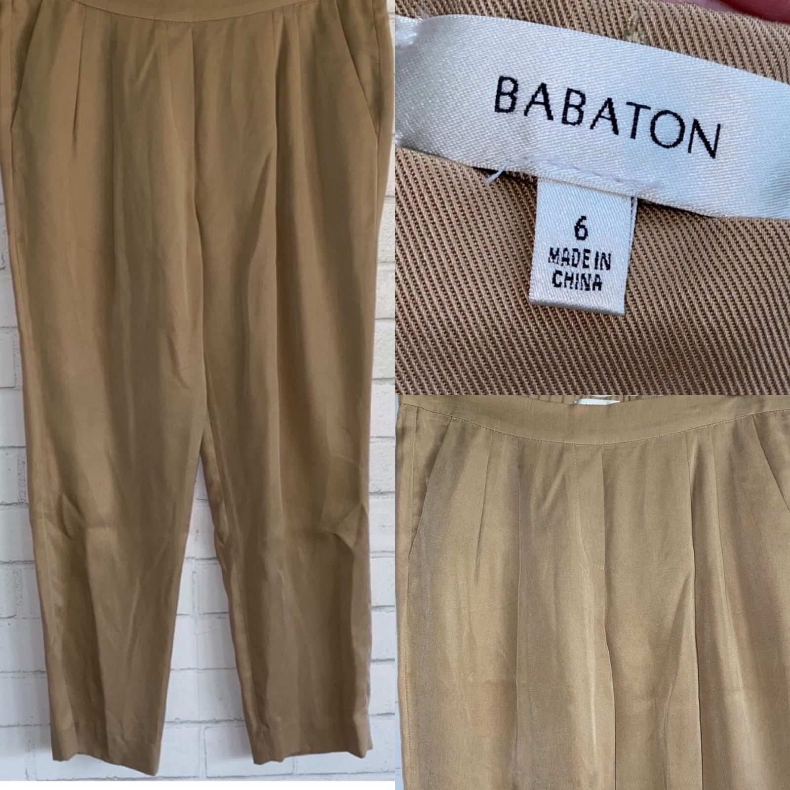 Aritzia BABATON Aritizia $148 Conan Lyocell Tan Trouser Pants 6 EUC Size 28" / US 6 / IT 42 - 2 Thumbnail