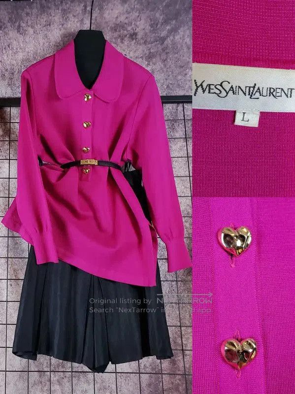 Yves Saint Laurent YSL Pink Wool Long Sleeve Knit Sweater . Size L / US 10 / IT 46 - 2 Thumbnail