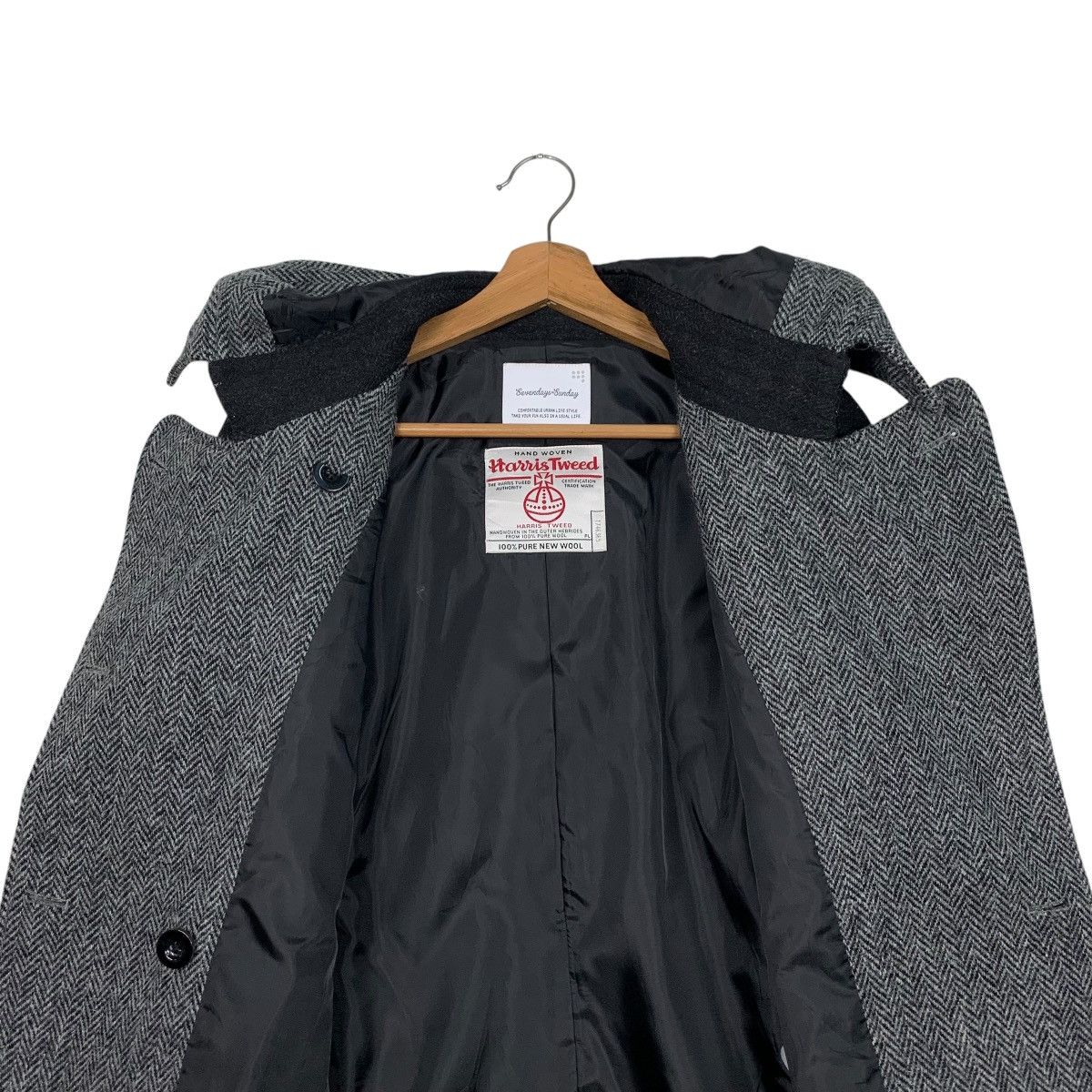 Harris Tweed SEVENDAYS SUNDAY X HARRIS TWEED Herringbone Coat #2596-C117 Size L / US 10 / IT 46 - 12 Thumbnail